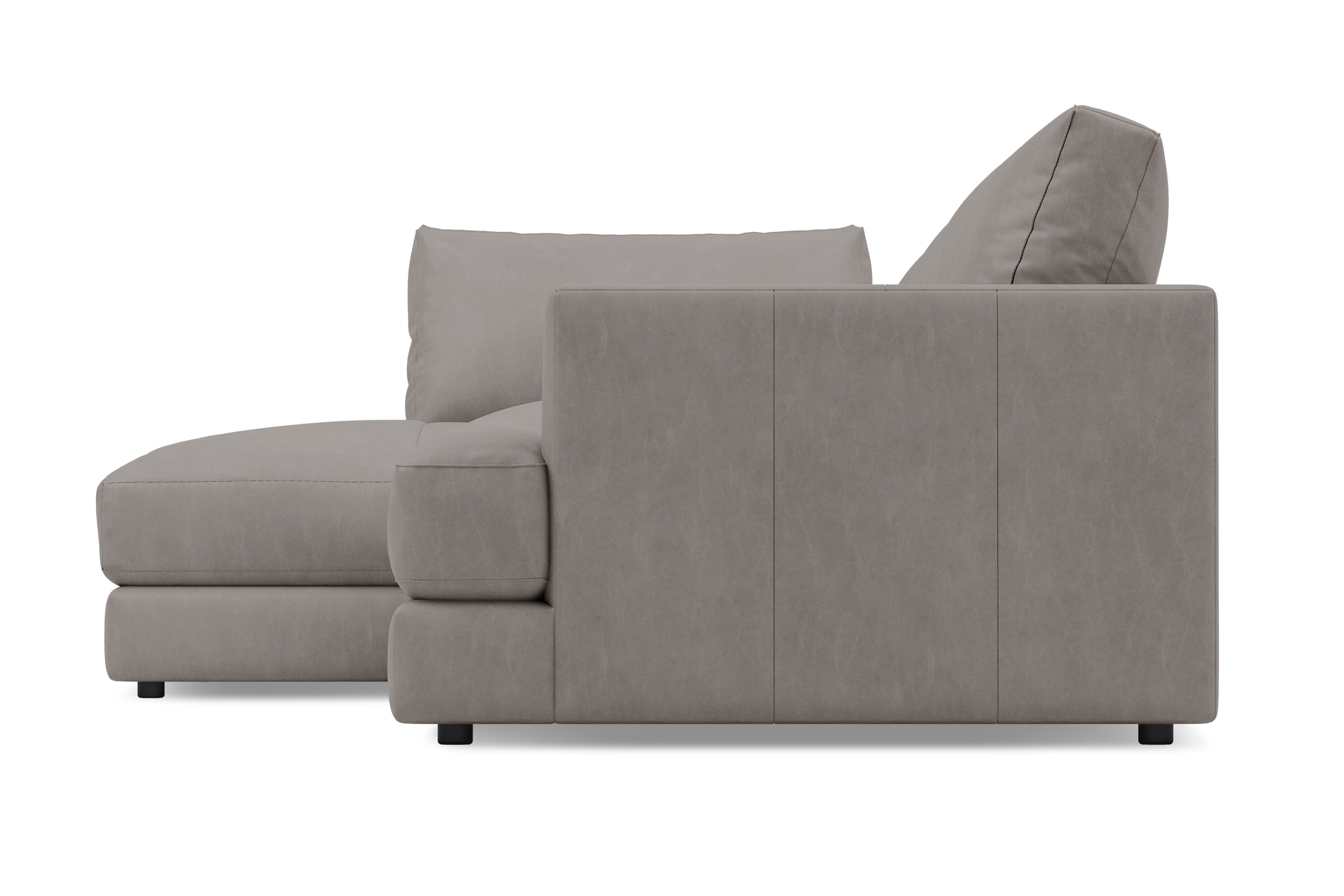 Valencia Serena Leather Three Seats with Left Chaise Sectional Sofa, Light Grey