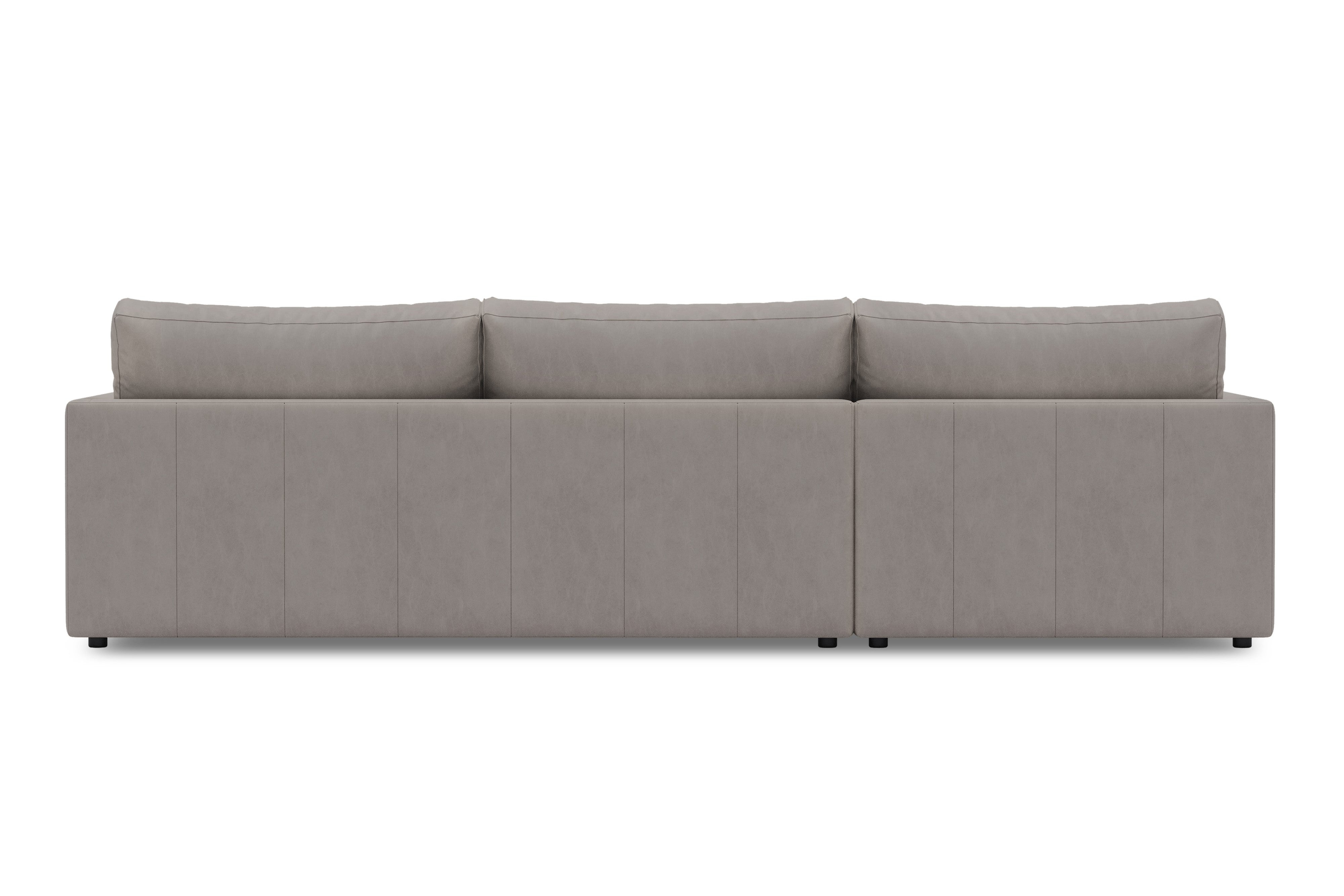 Valencia Serena Leather Three Seats with Left Chaise Sectional Sofa, Light Grey