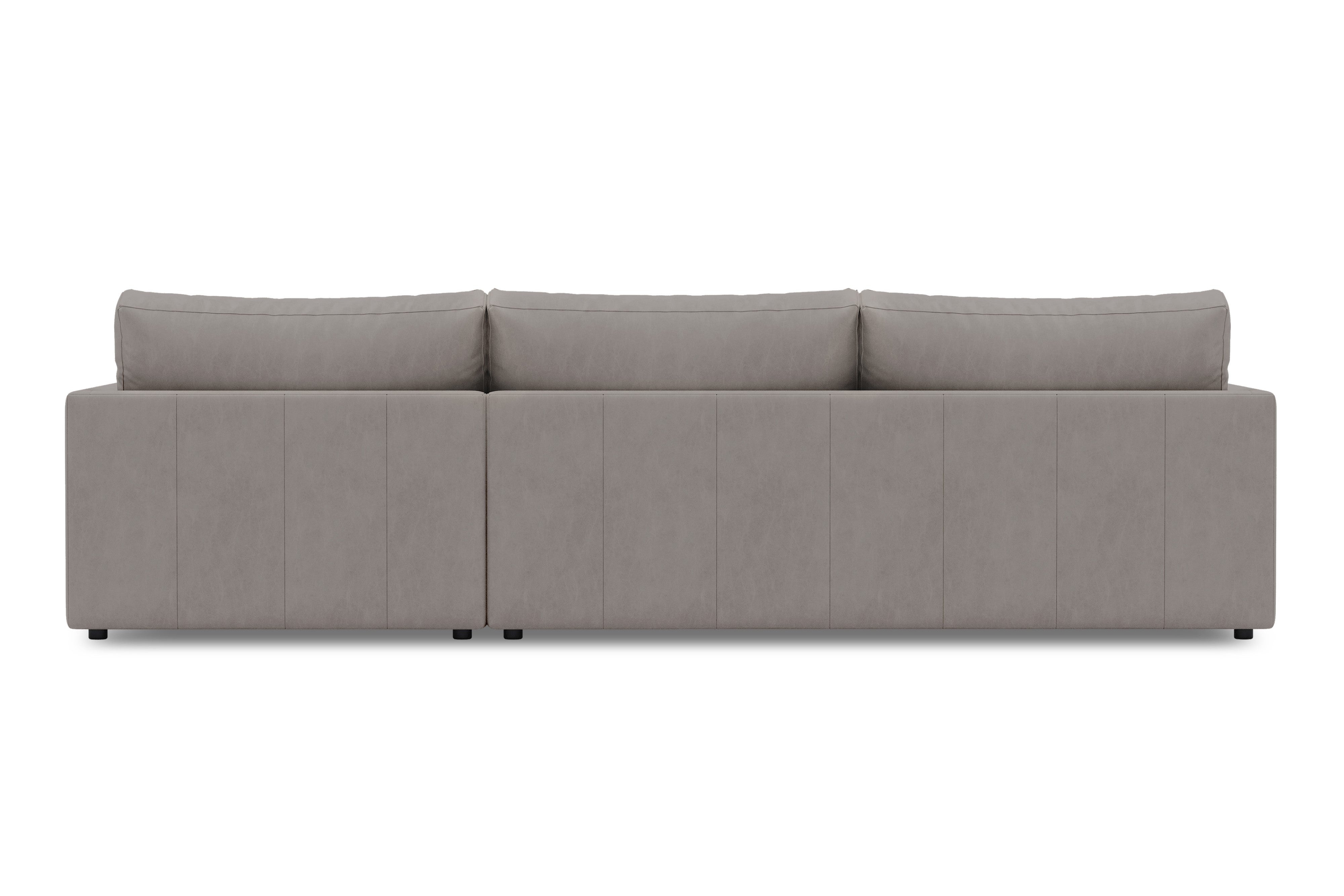 Valencia Serena Leather Three Seats with Right Chaise Sectional Sofa, Light Grey