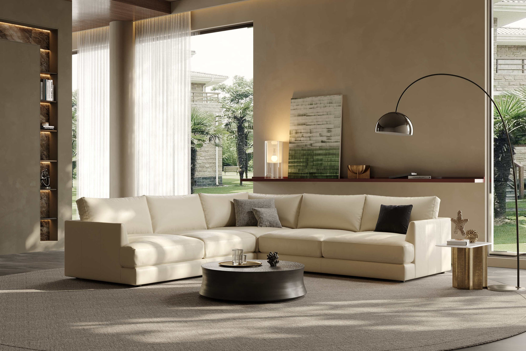 Serena Leather Corner Sectional Sofa