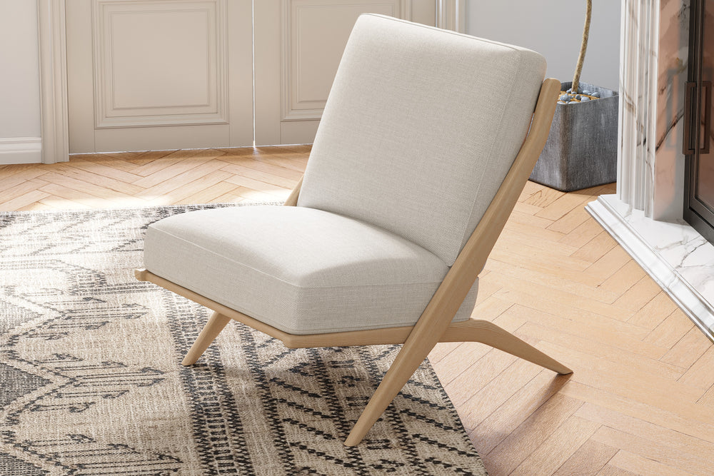 Valencia Fabric Serenity Wood Frame Accent Chair, Beige Color