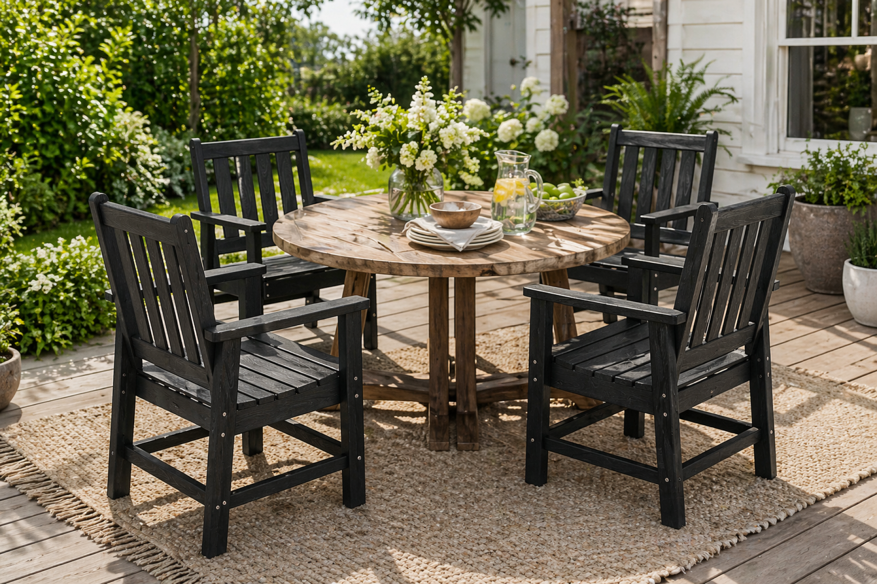 Set of 4 Patio Dining Chairs with Wide Armrests