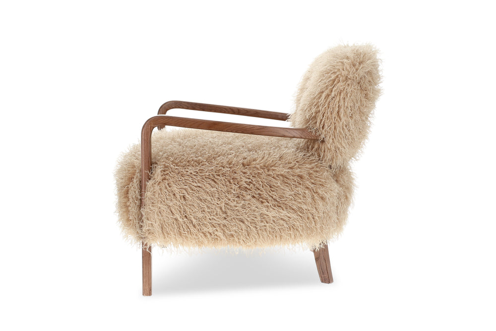 Valencia Willow Faux Sheepskin Accent Chair, Beige Color