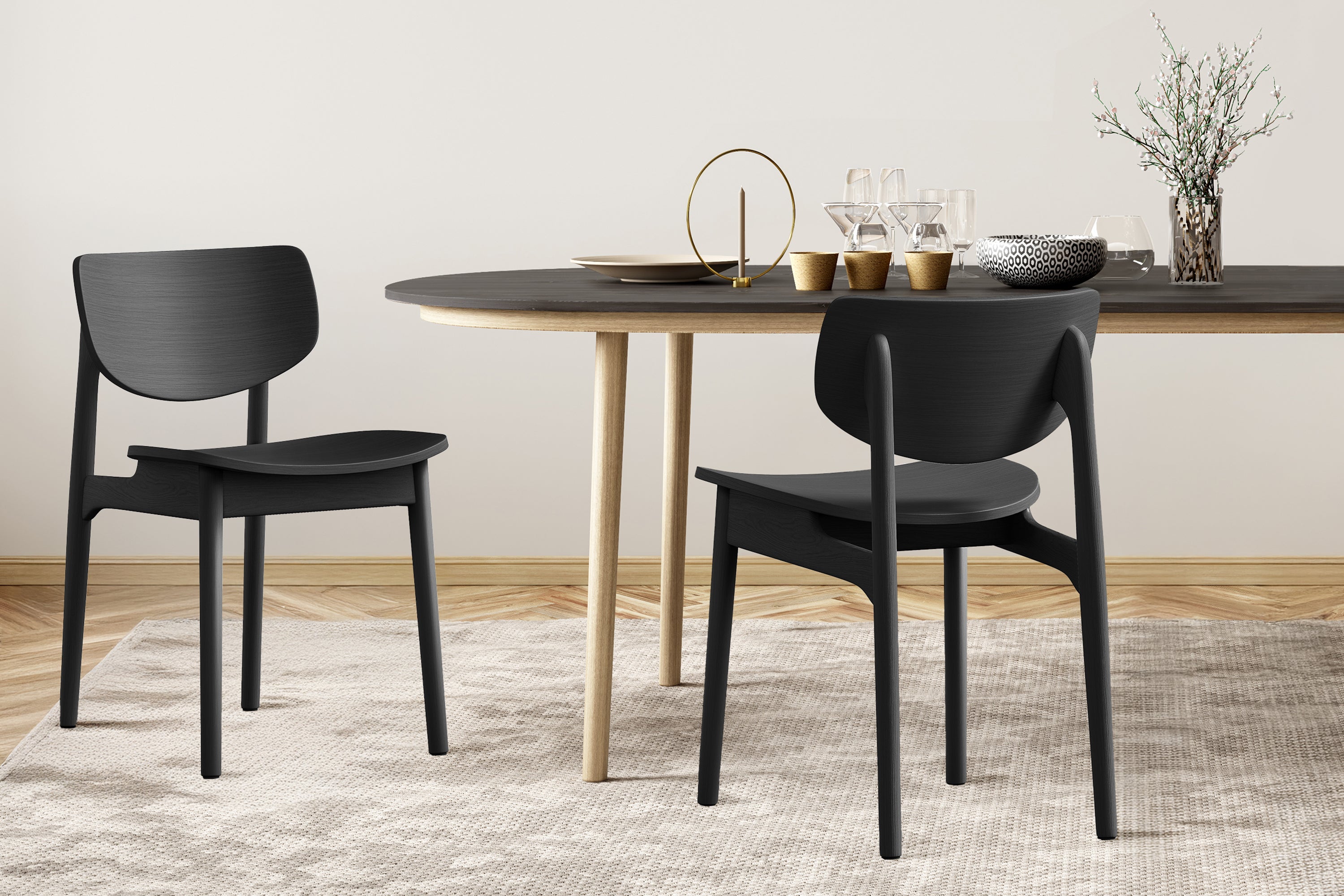 Valencia Simone Wood Dining Chair, Black