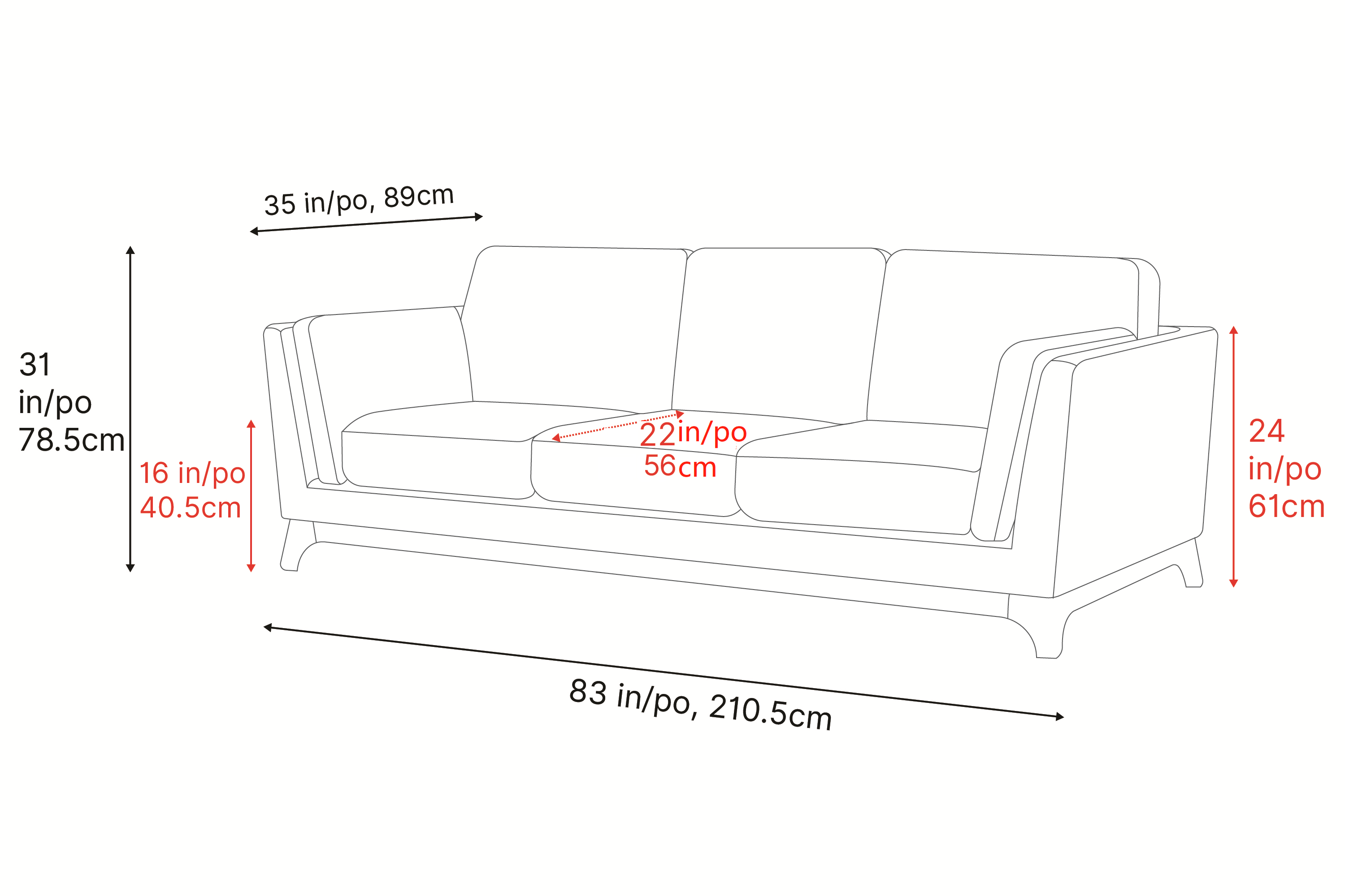 Valencia Sintra Performance Fabric Three Seats Sofa, Cloudy Grey