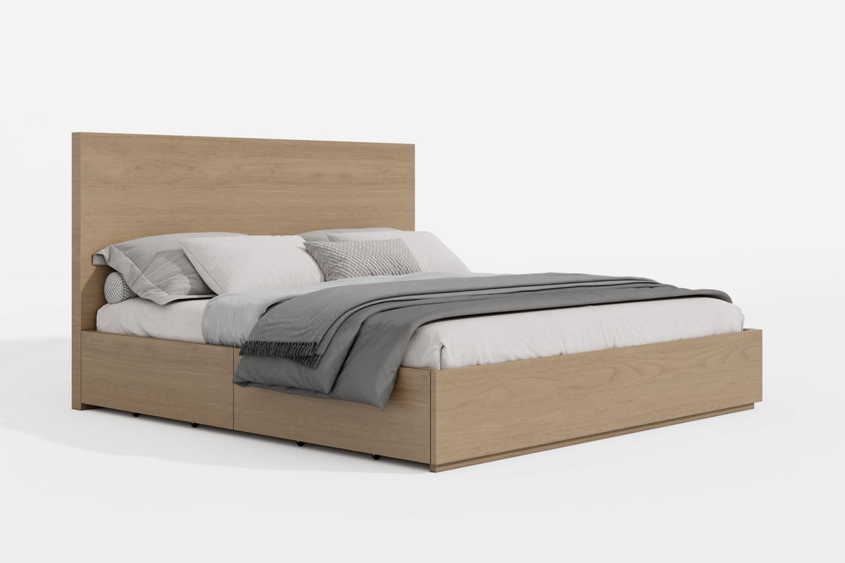 Valencia Soleil Solid Wood Queen Size Bed, White Oak