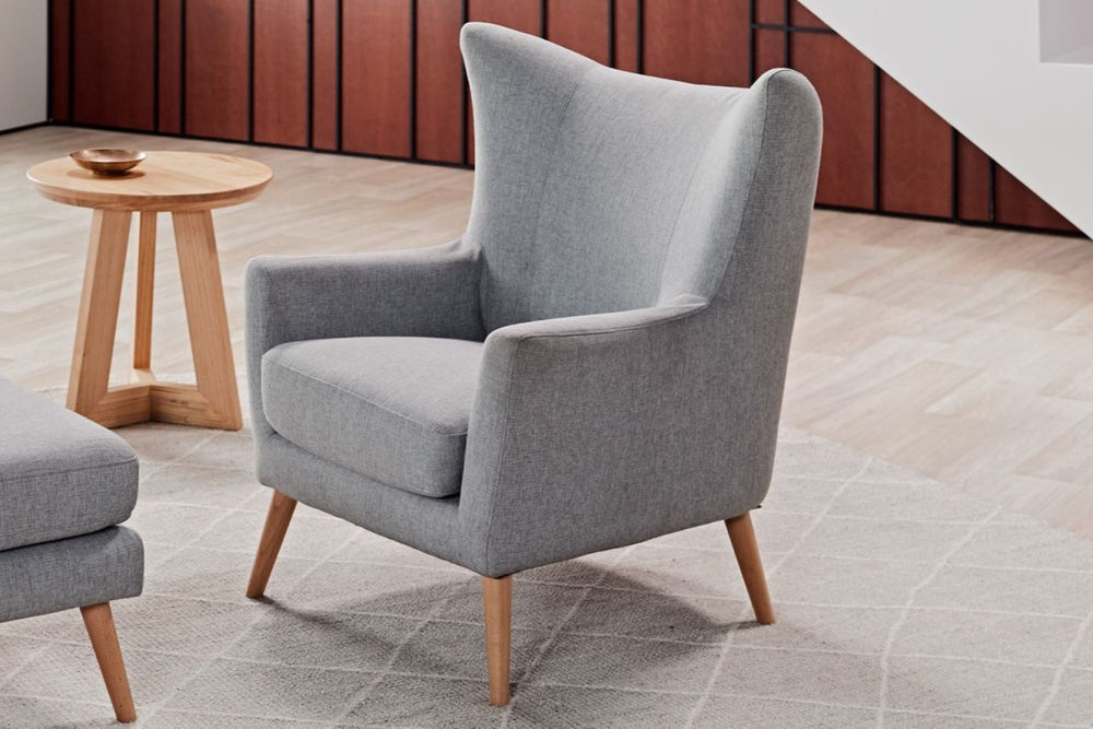 Valencia Sonnet Weaved Fabric Accent Chair, Light Grey