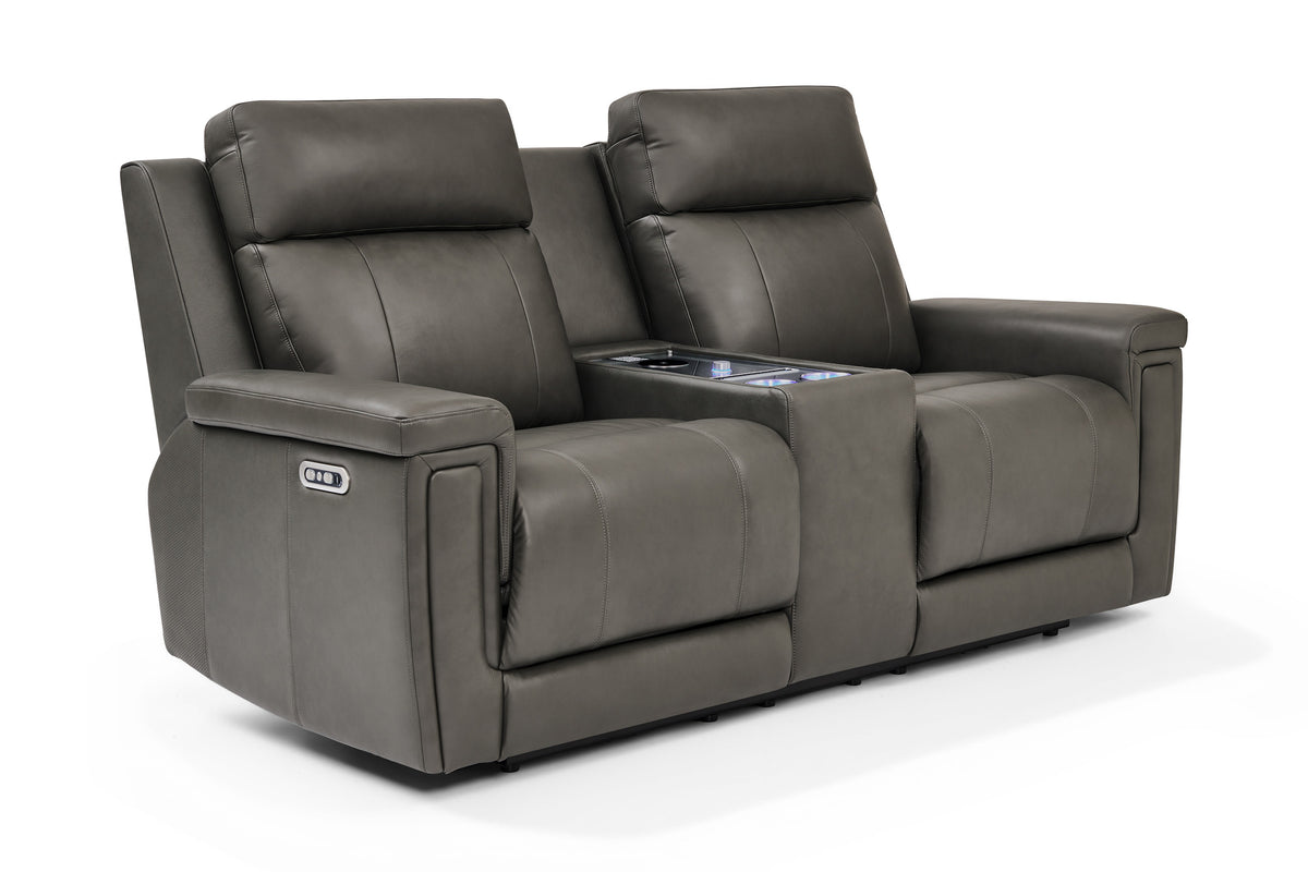 Sonora Leather Dual Recliner Sofa with Console