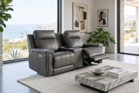 Sonora Leather Dual Recliner Sofa with Console
