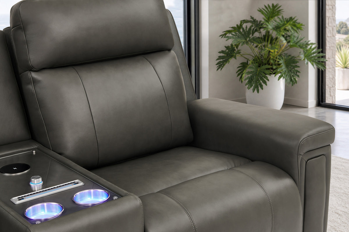 Sonora Leather Dual Recliner Sofa with Console