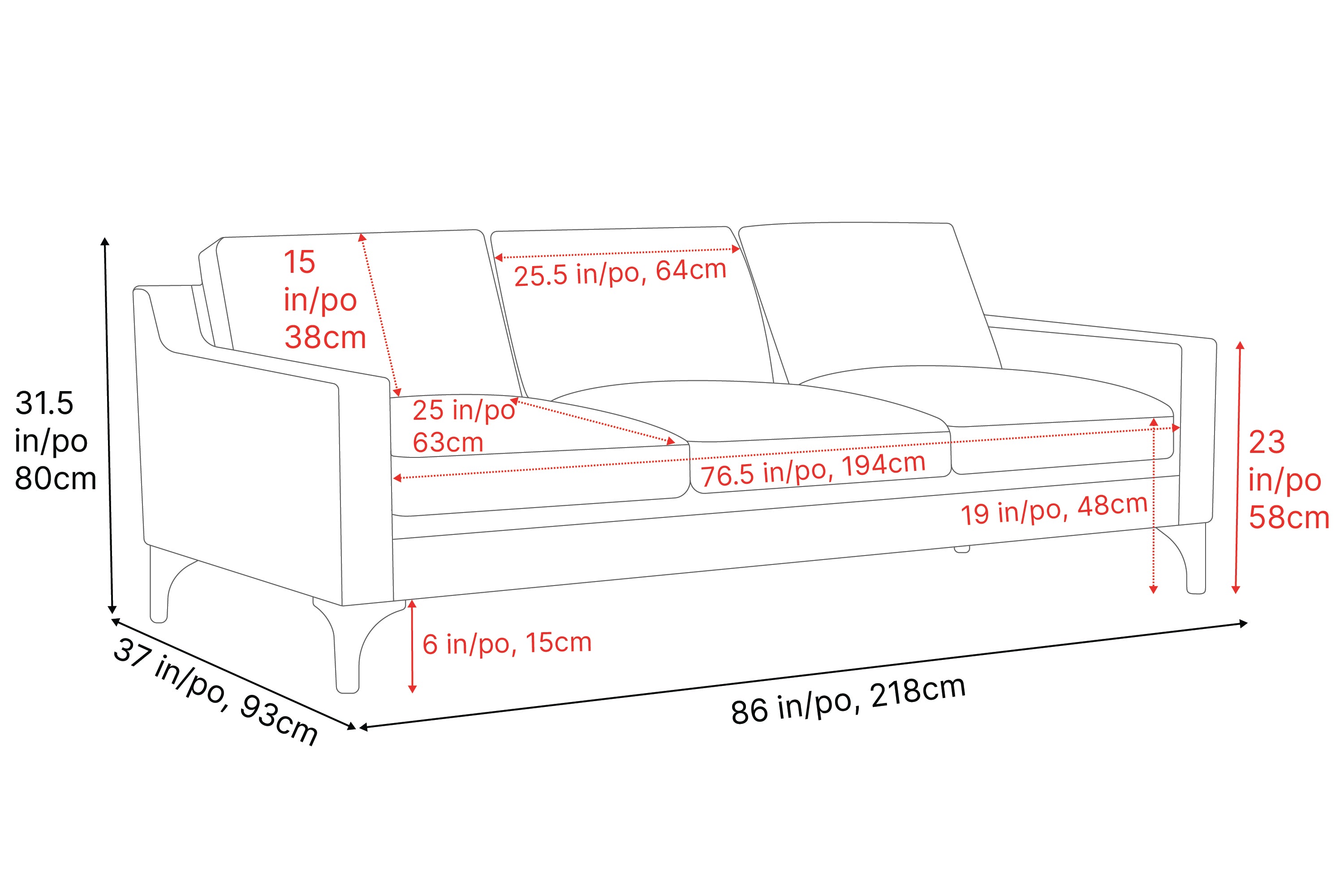 Valencia Hannah Full-Aniline Leather Three Seats Sofa, Saddle Tan