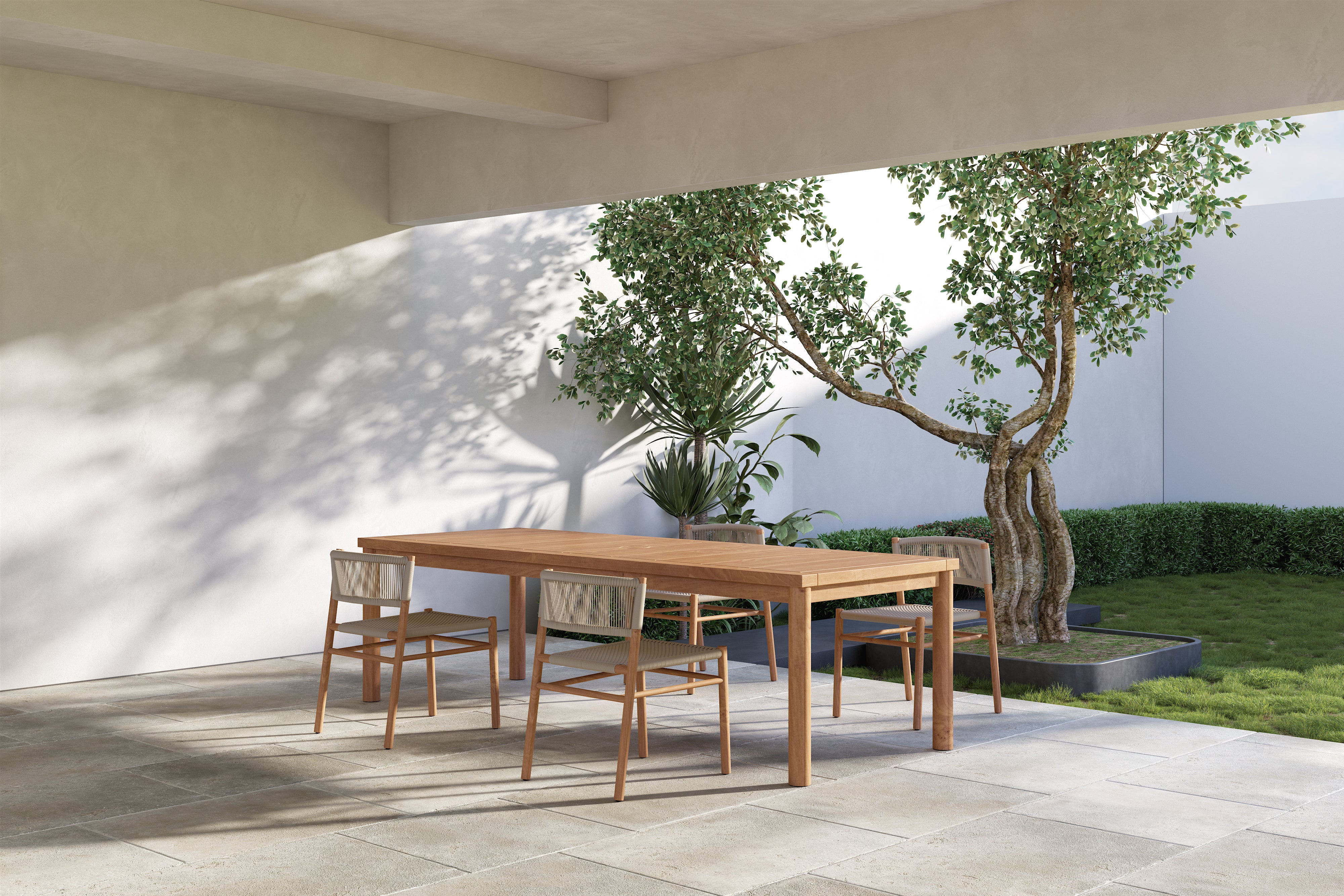 Valencia Sunniva Teak Wood 108" Outdoor Dining Table, Oak