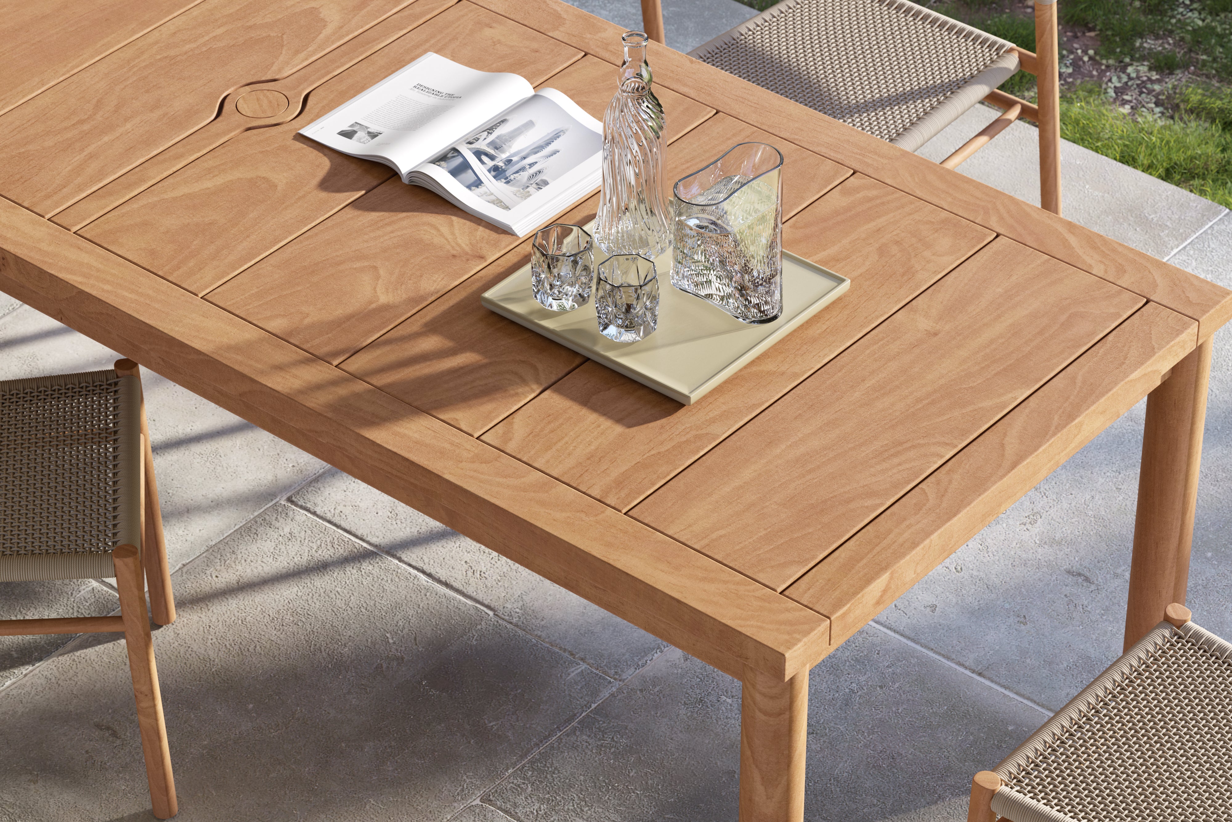 Valencia Sunniva Teak Wood 108" Outdoor Dining Table, Oak