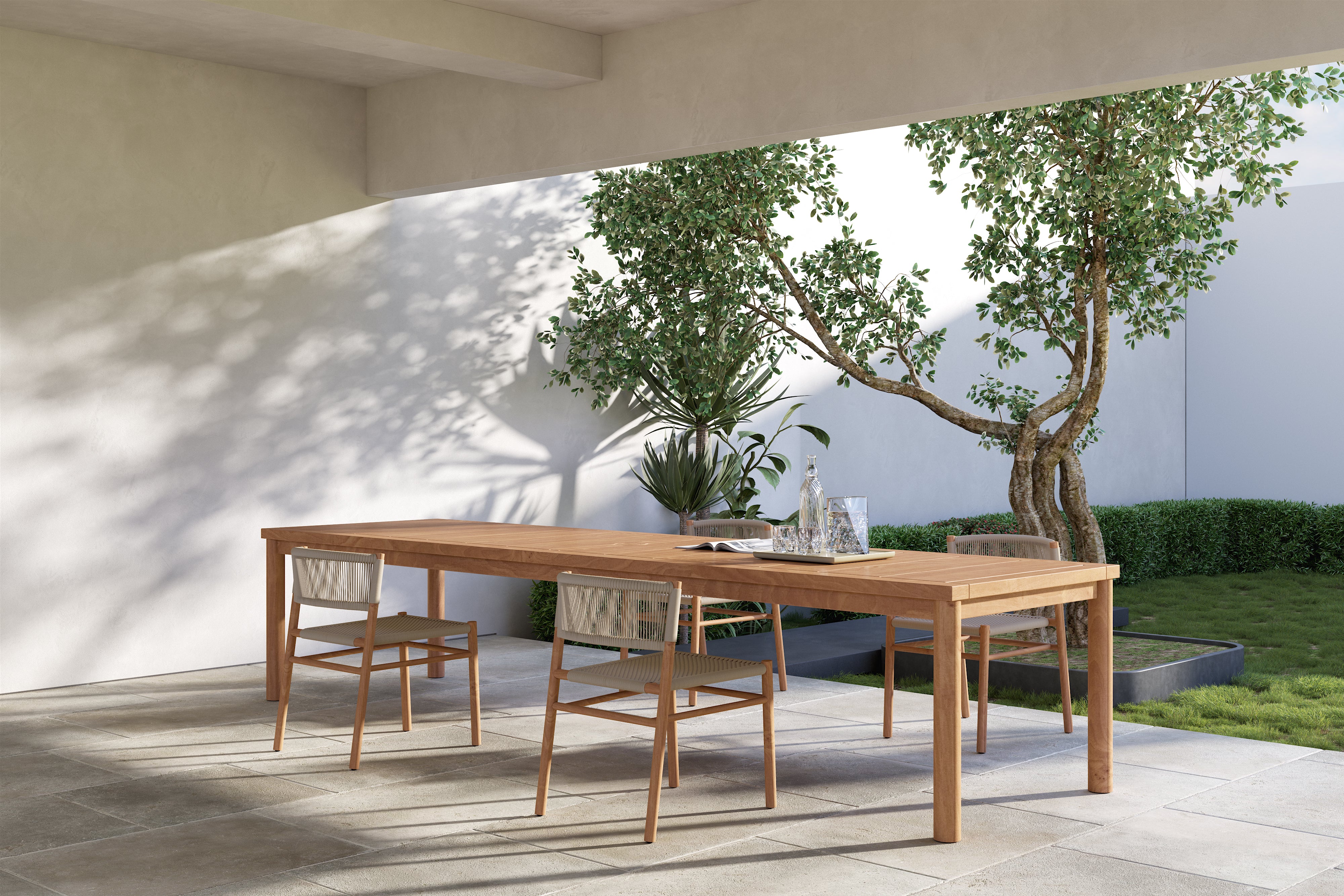 Valencia Sunniva Teak Wood 144" Outdoor Dining Table, Oak