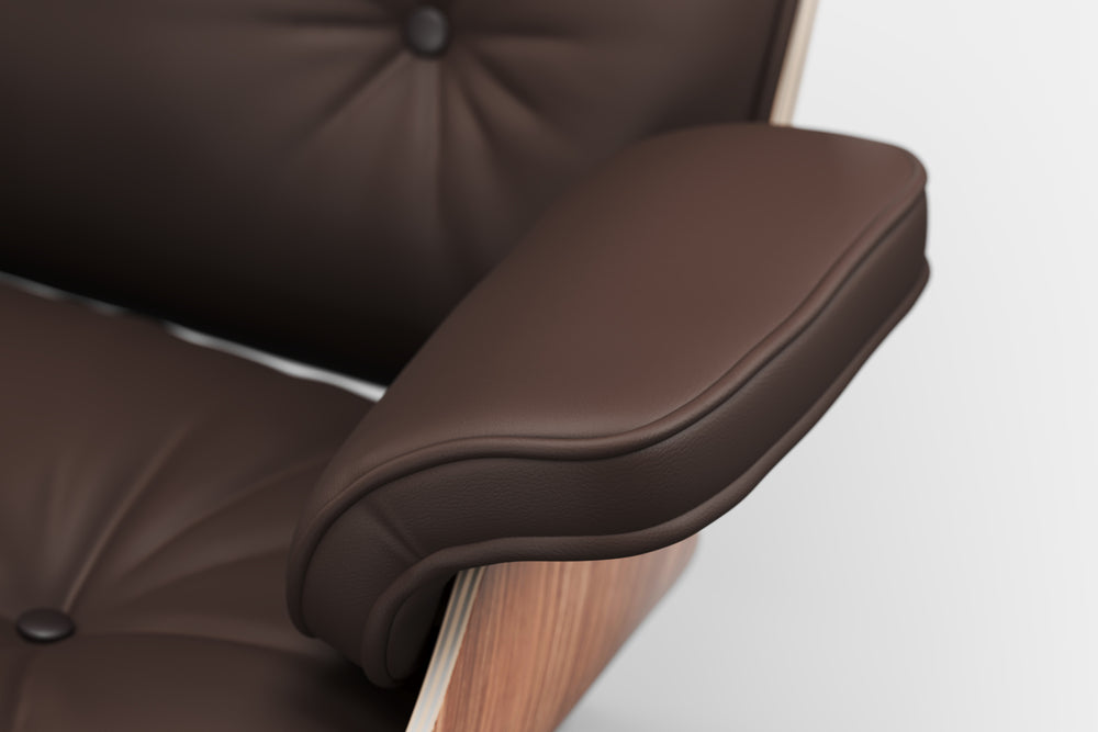 Valencia Armoni Eames Replica Top Grain Leather Lounge Chair & Ottoman, Dark Chocolate Color