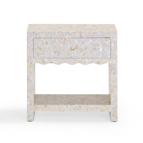 Opal 22" Natural Mother of Pearl Inlaid Storage Drawer Nightstand - Natural
