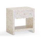 Opal 22" Natural Mother of Pearl Inlaid Storage Drawer Nightstand - Natural