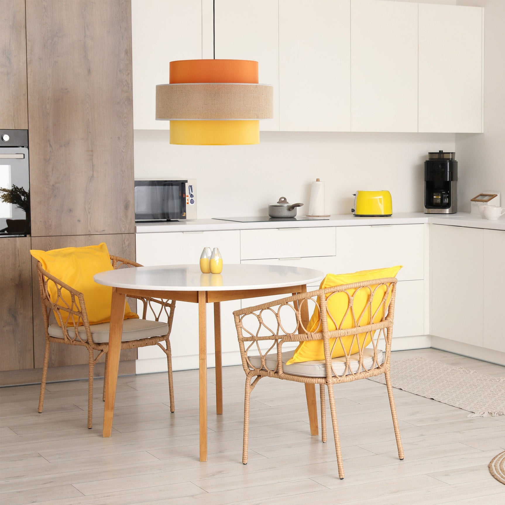 TRIO Jute Mid-Century Boho Large Pendant Ceiling Light Fixture for Kitchen Island, Dining Room & Living Room