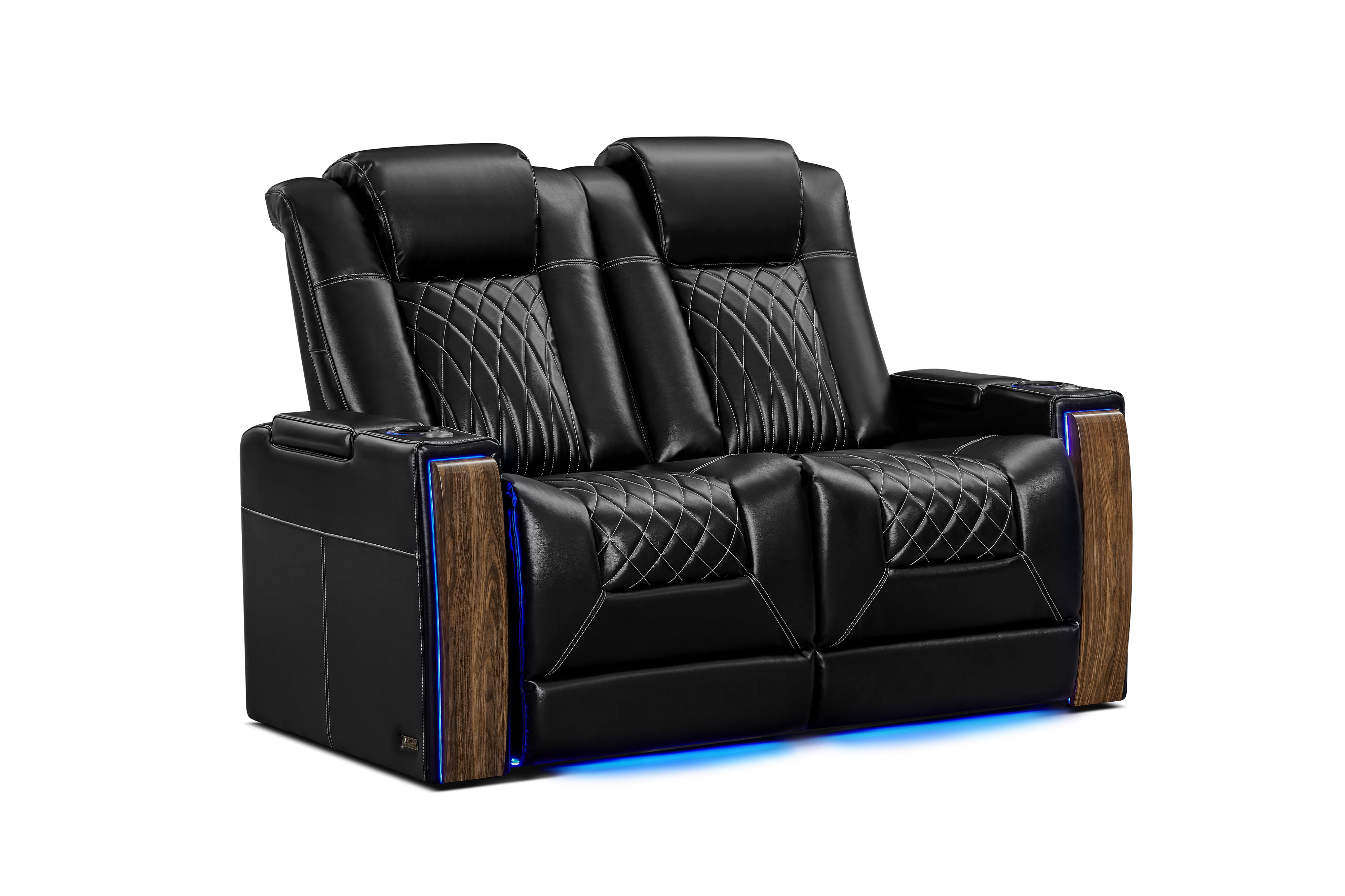 Valencia Tuscany Executive Heat & Massage Leather Home Theater Seating, Row of 2 Loveseat