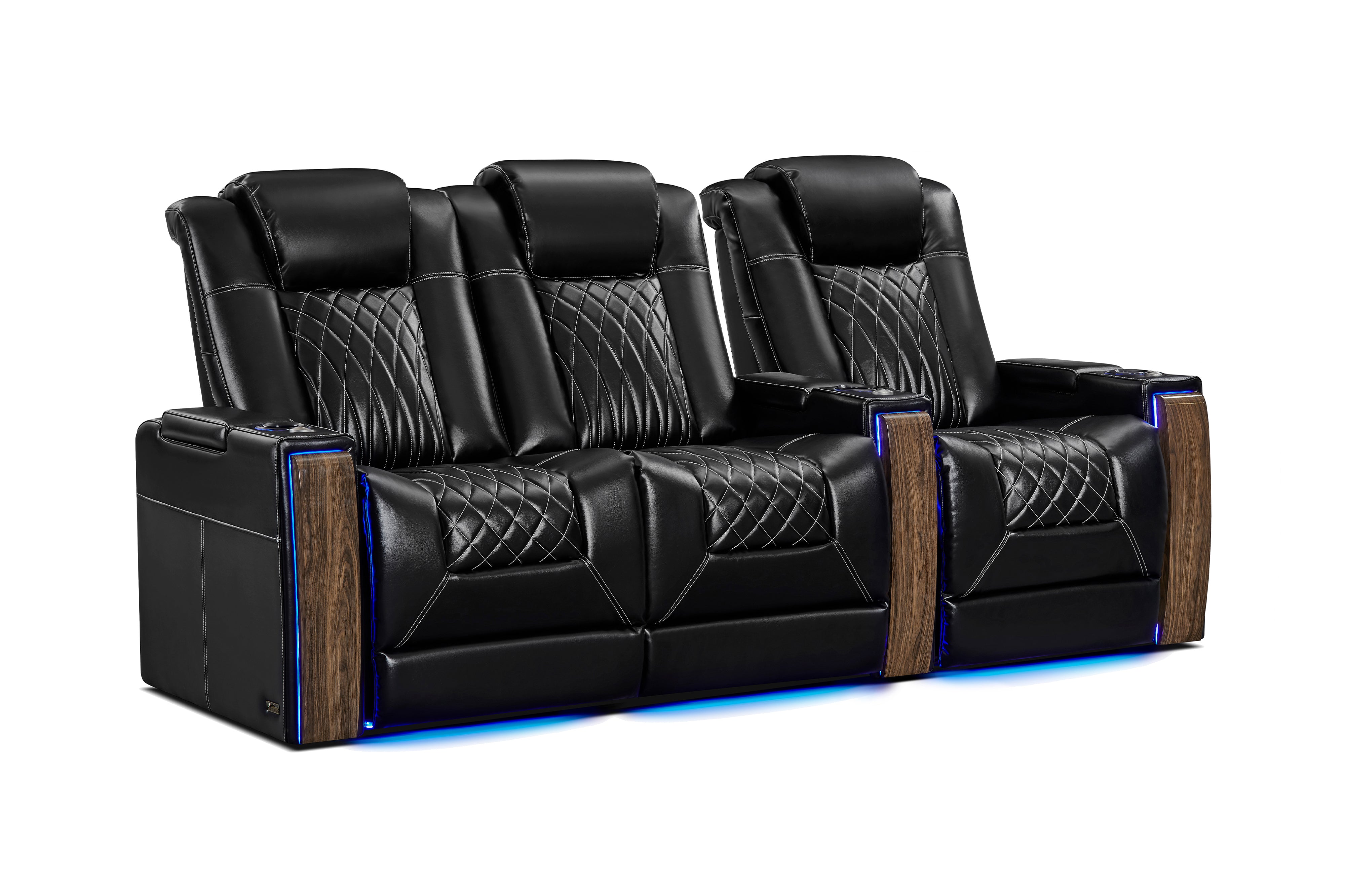 Valencia Tuscany Executive Heat & Massage Leather Home Theater Seating, Row of 3 Loveseat Left