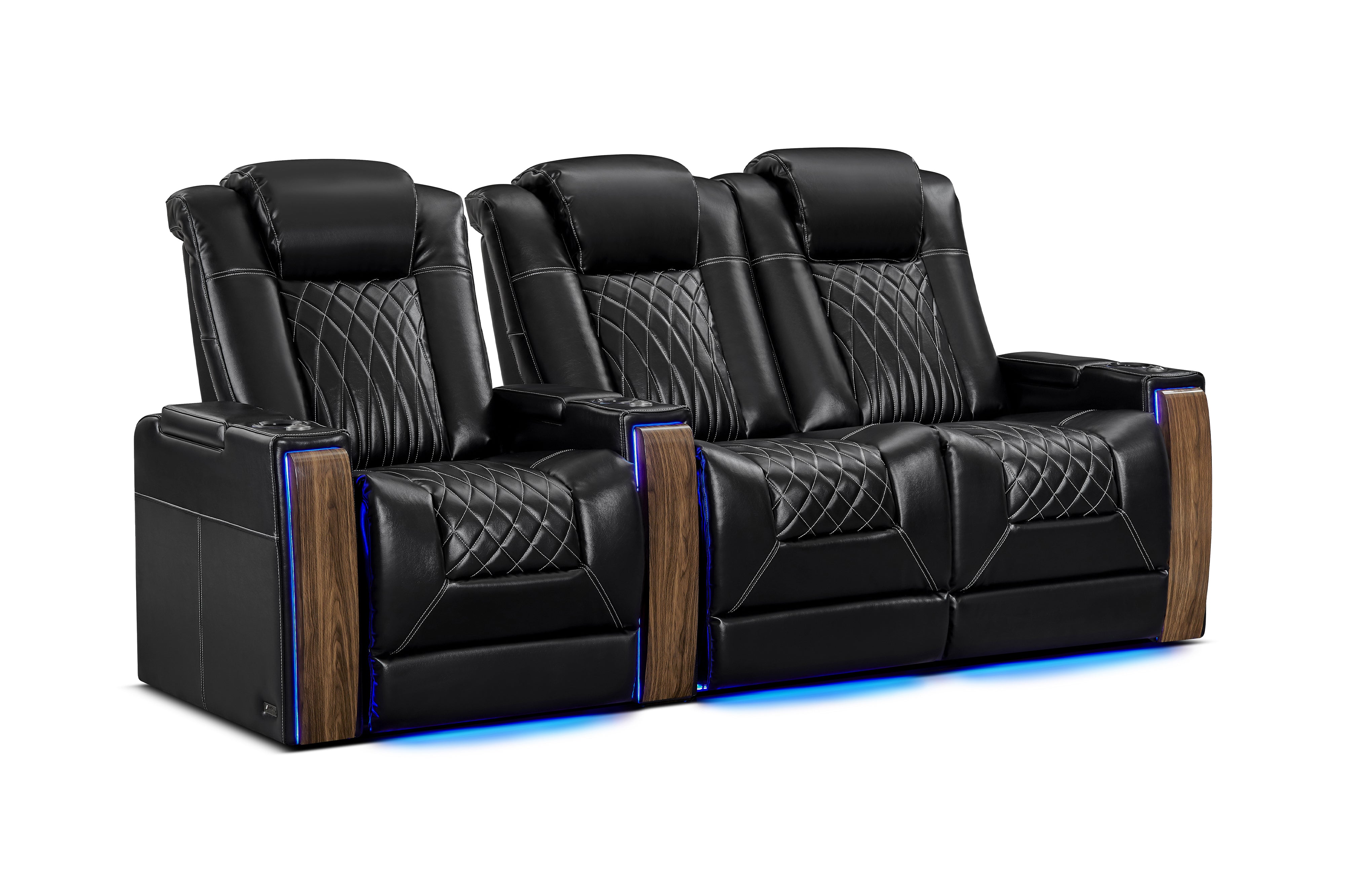 Valencia Tuscany Executive Heat & Massage Leather Home Theater Seating, Row of 3 Loveseat Right