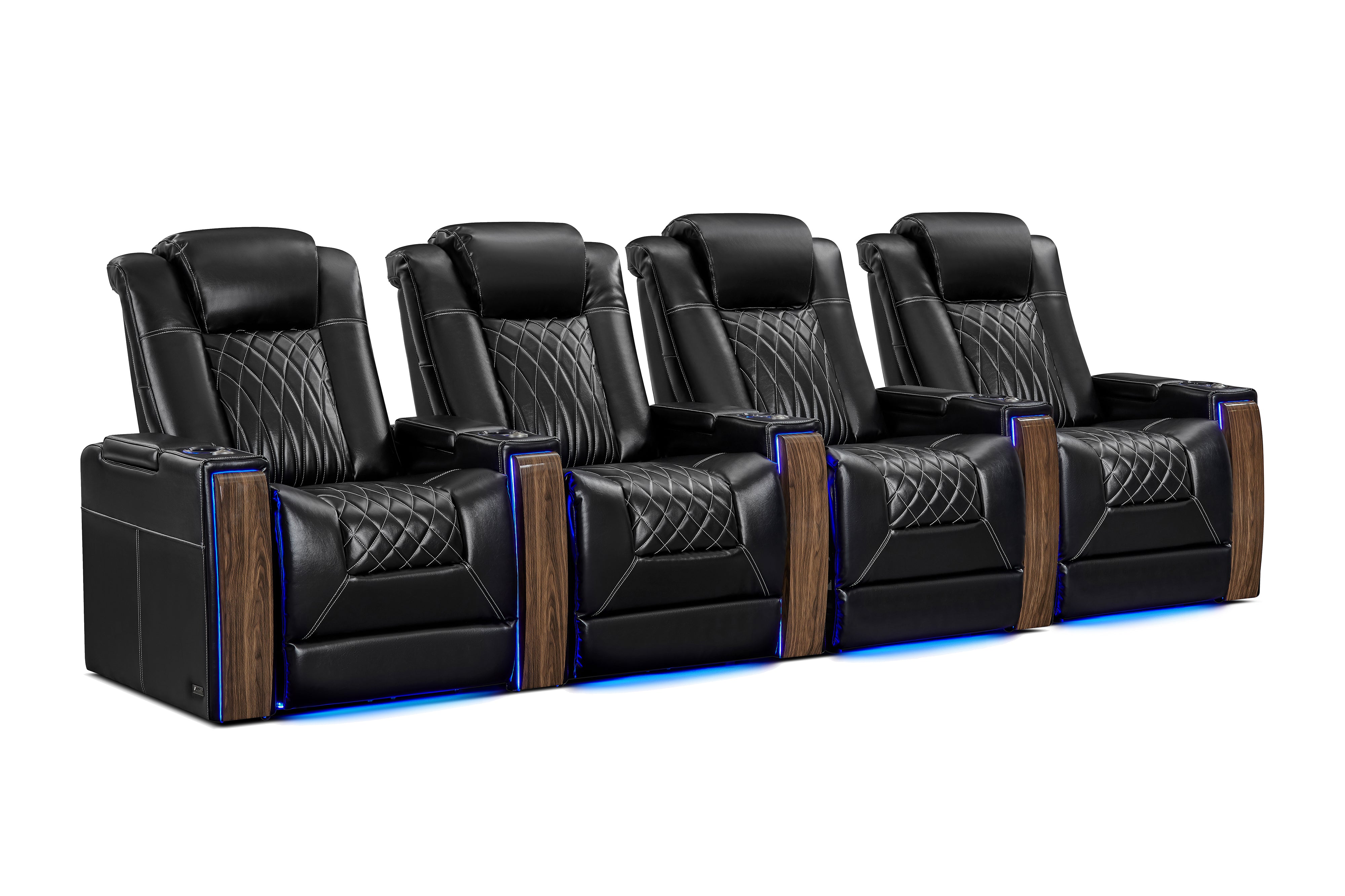 Valencia Tuscany Executive Heat & Massage Leather Home Theater Seating, Row of 4