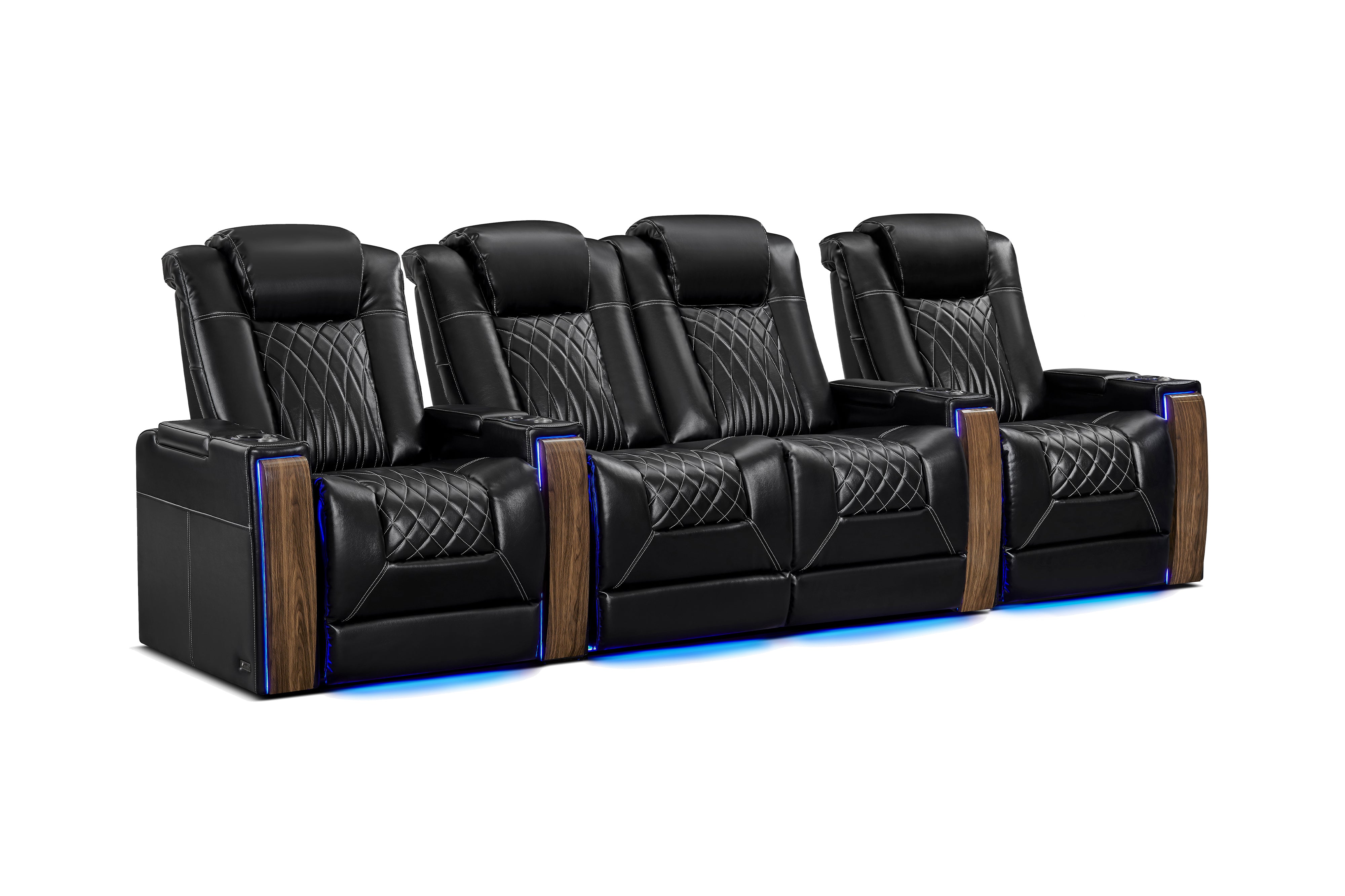 Valencia Tuscany Executive Heat & Massage Leather Home Theater Seating, Row of 4 Loveseat Center