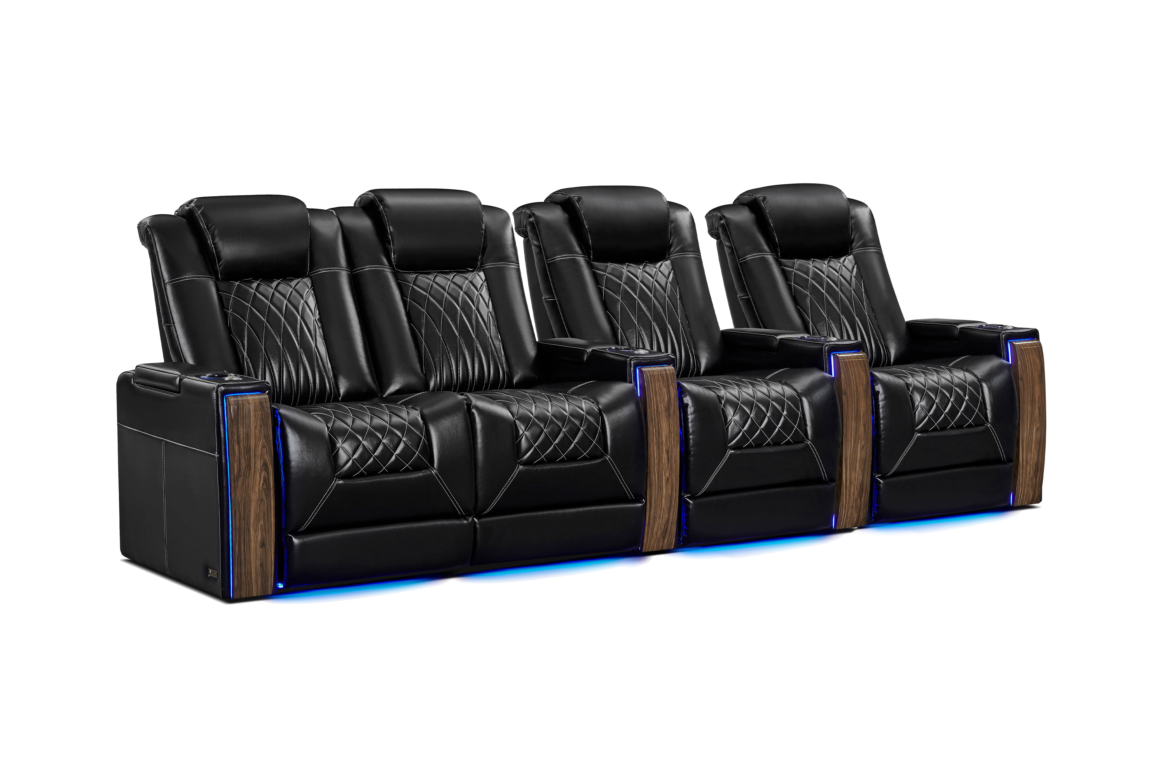 Valencia Tuscany Executive Heat & Massage Leather Home Theater Seating, Row of 4 Loveseat Left