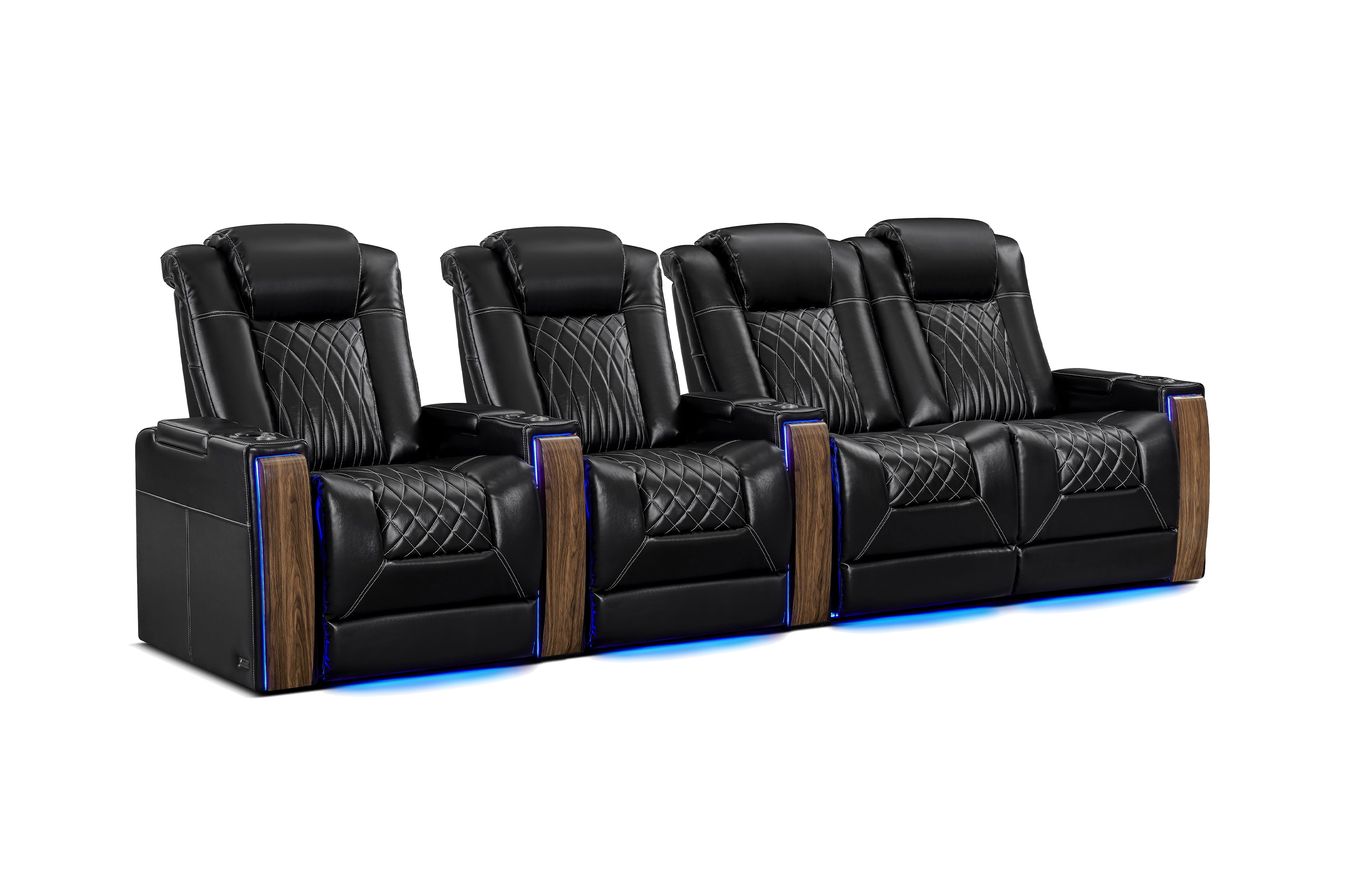 Valencia Tuscany Executive Heat & Massage Leather Home Theater Seating, Row of 4 Loveseat Right