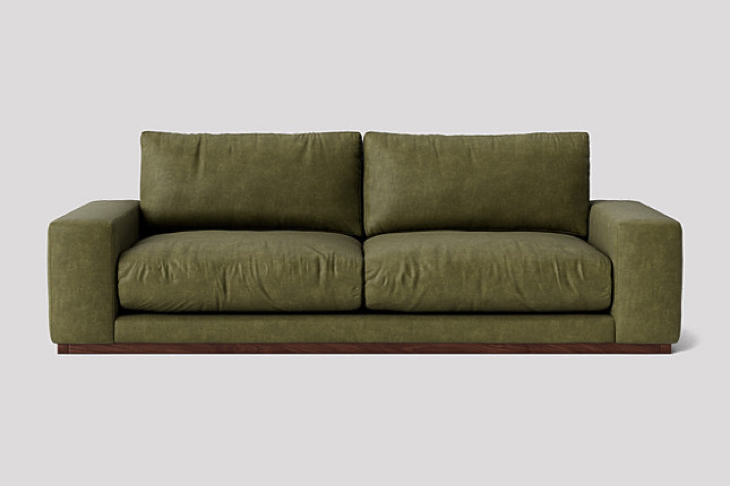 Valencia Talia Top Grain Leather Loveseat Sofa, Olive Green