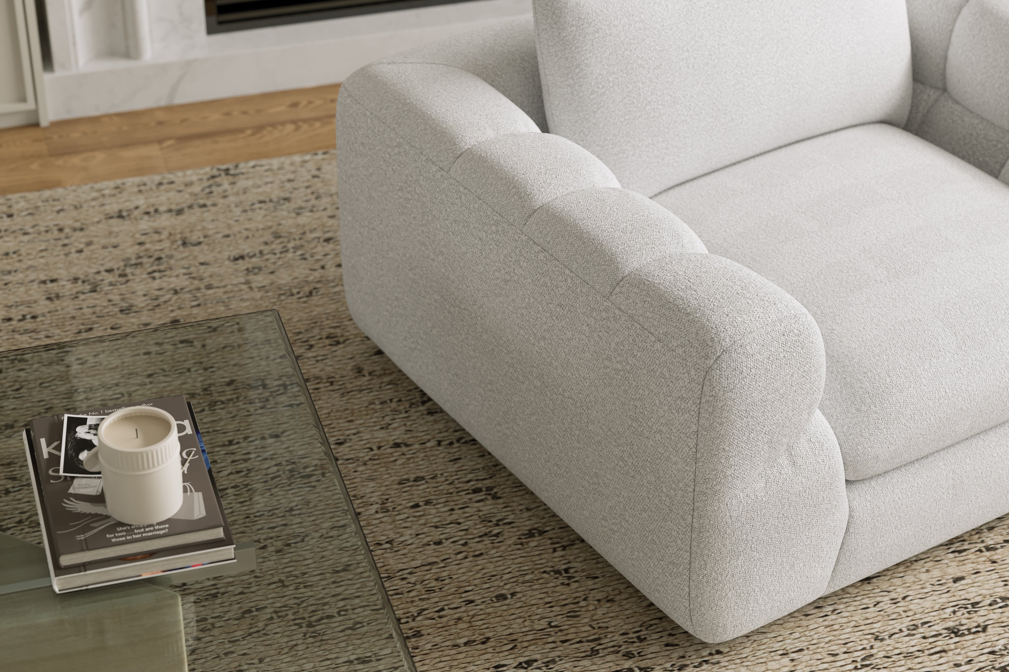 Valencia Taylor Grande Boucle Fabric Accent Chair, Pearl