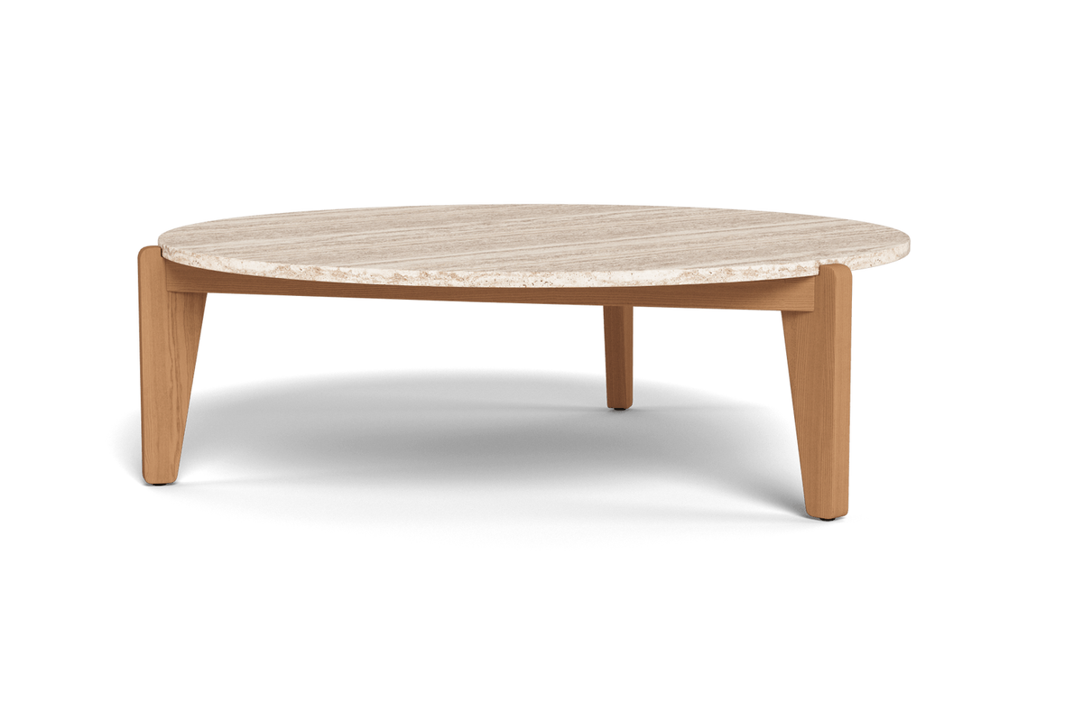 Valencia Thaddeus Teak Wood Round Coffee Table, Natural