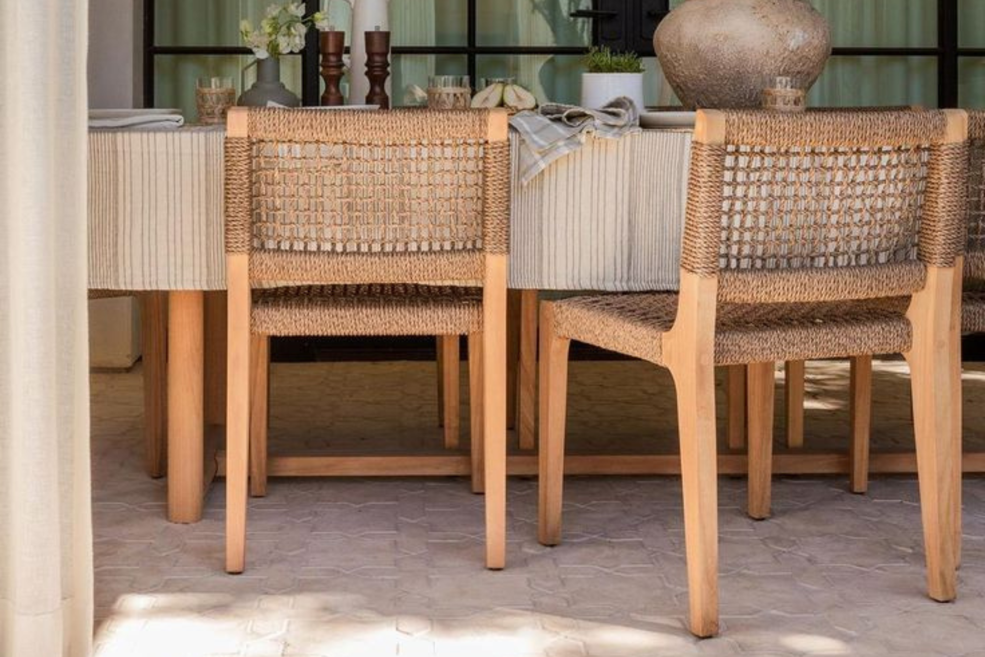 Valencia Thaddeus Teak Wood Armless Dining Chair, Natural