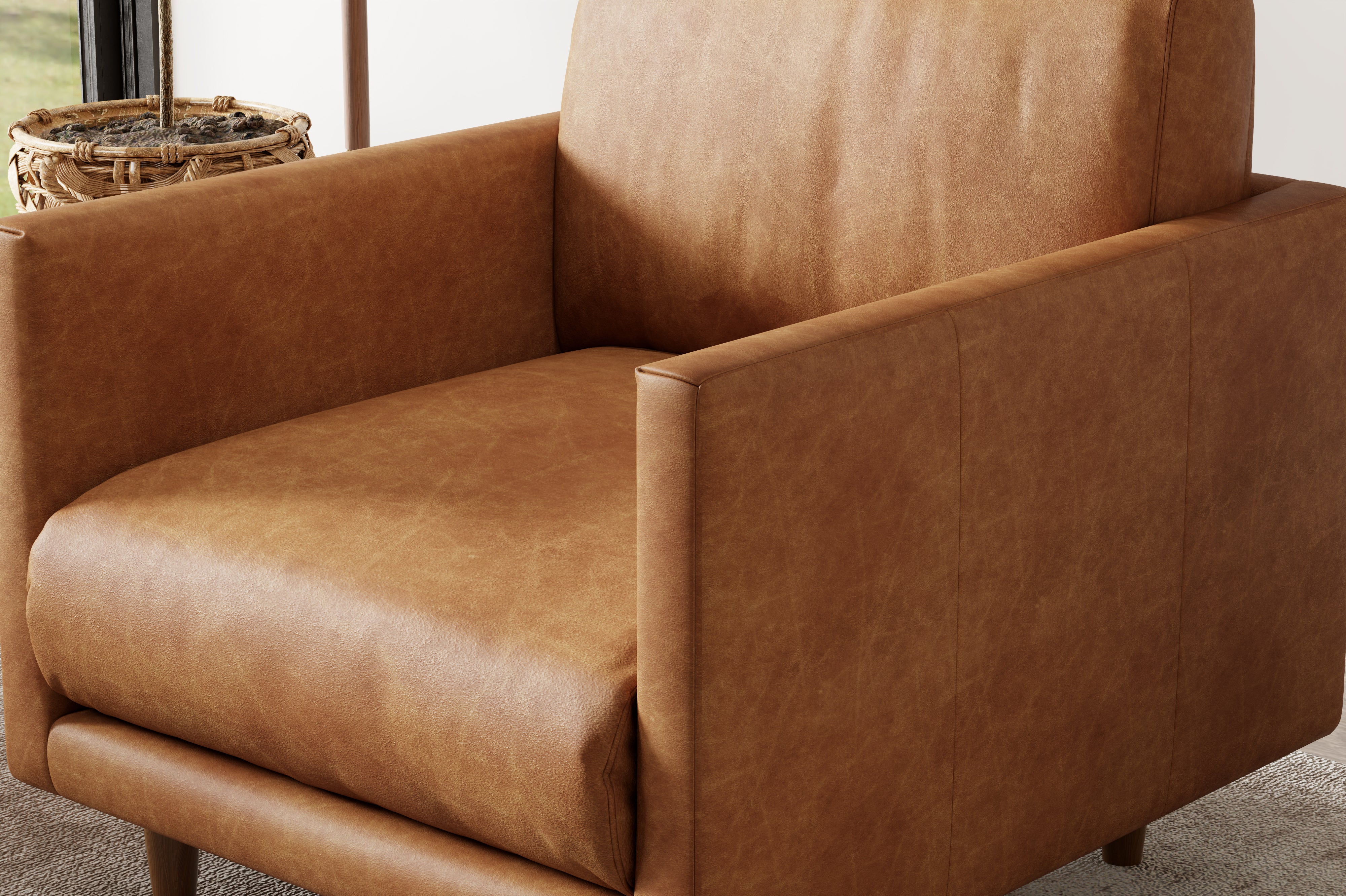 Valencia Toulon Leather Accent Chair, Cognac Color