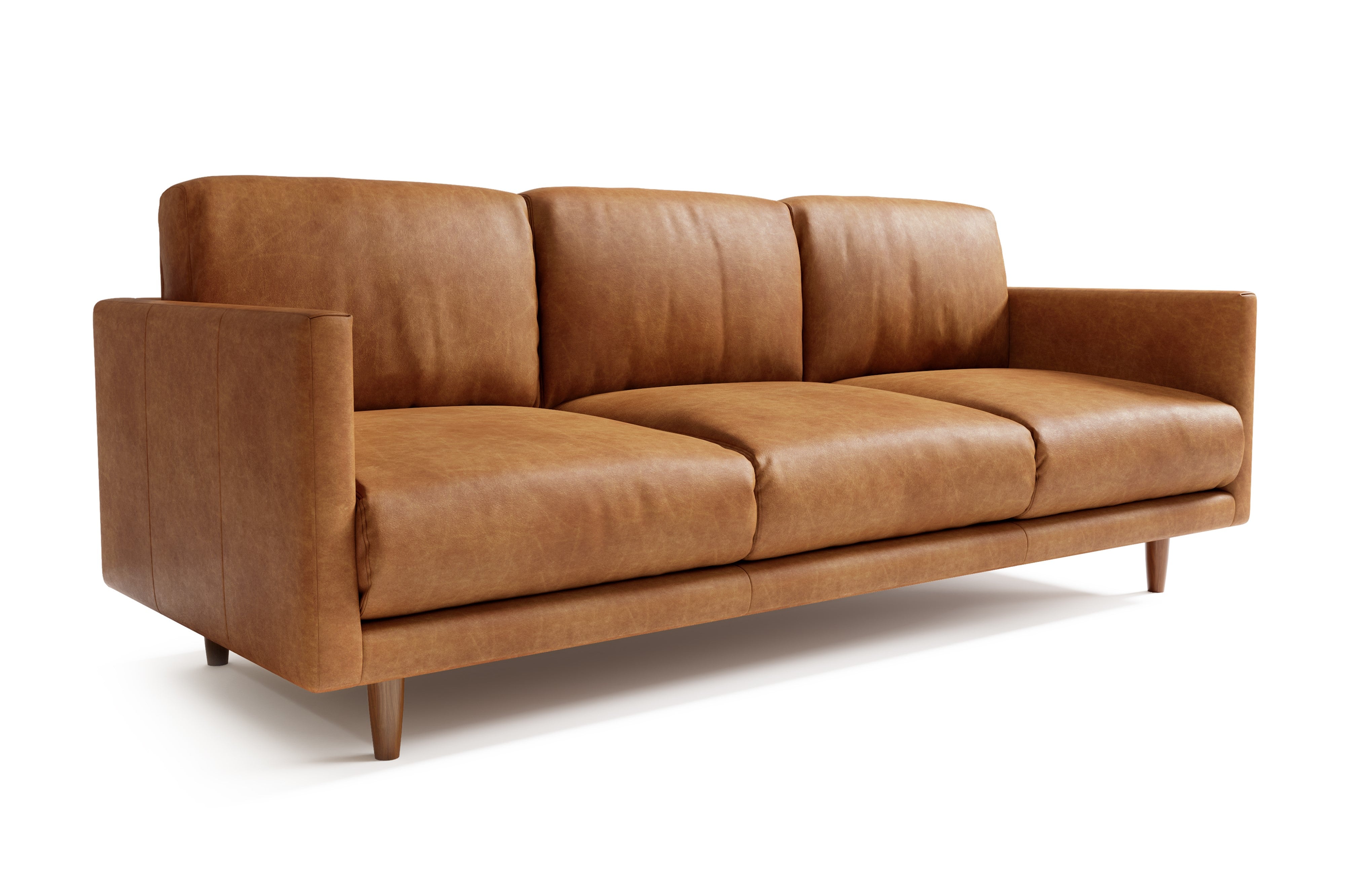 Valencia Toulon Leather Three Seats Sofa, Cognac