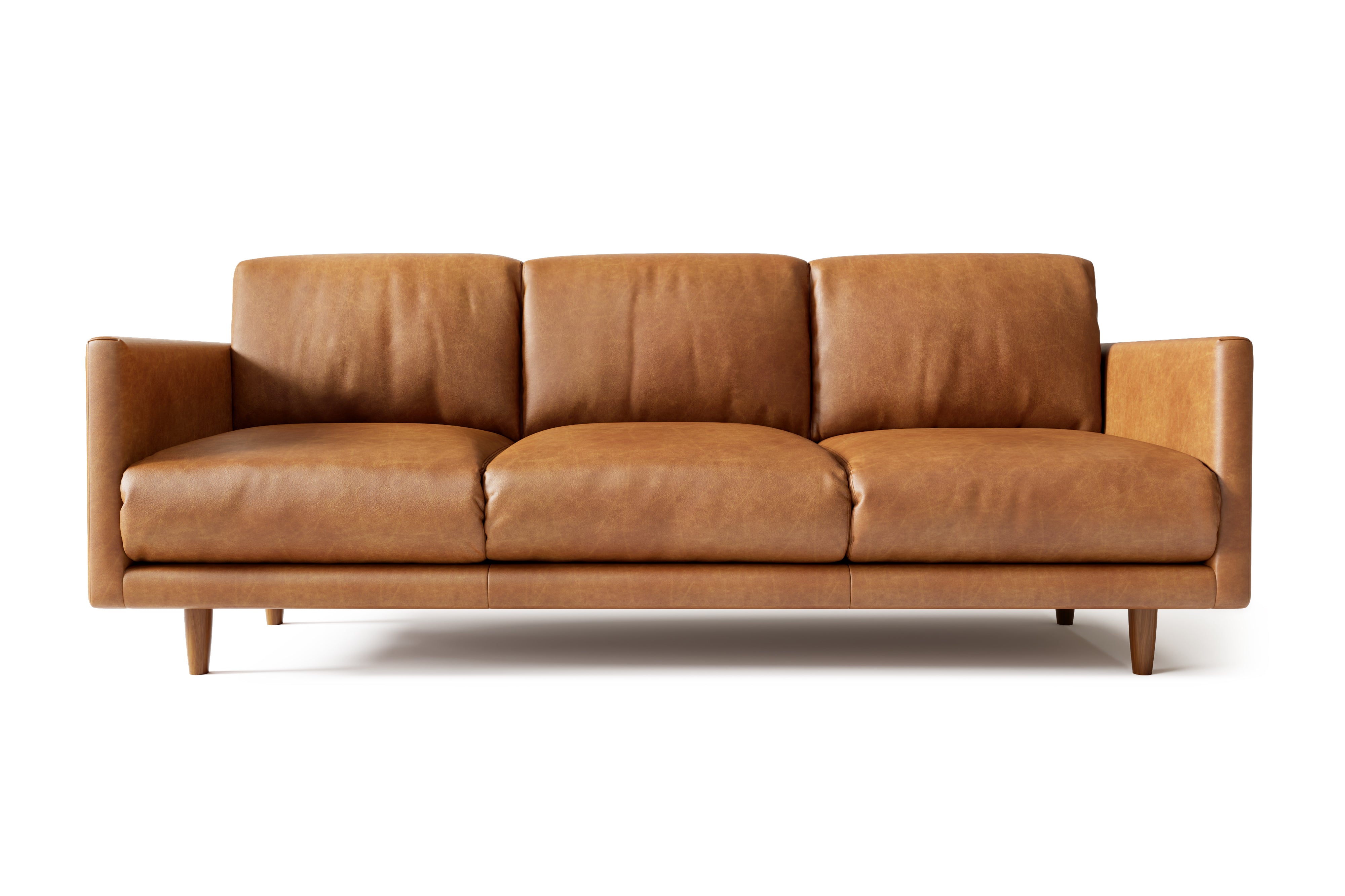 Valencia Toulon Leather Three Seats Sofa, Cognac