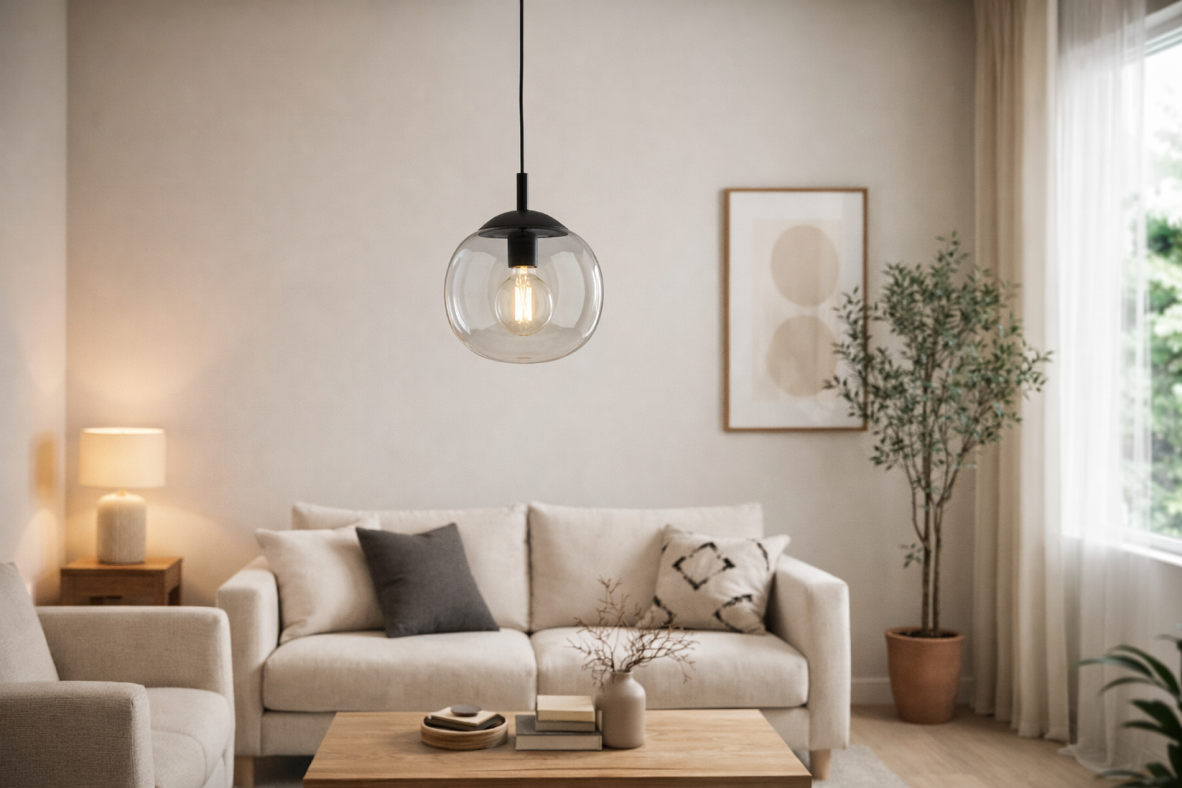 VIBE Graphite Glass Scandinavian Pendant Light