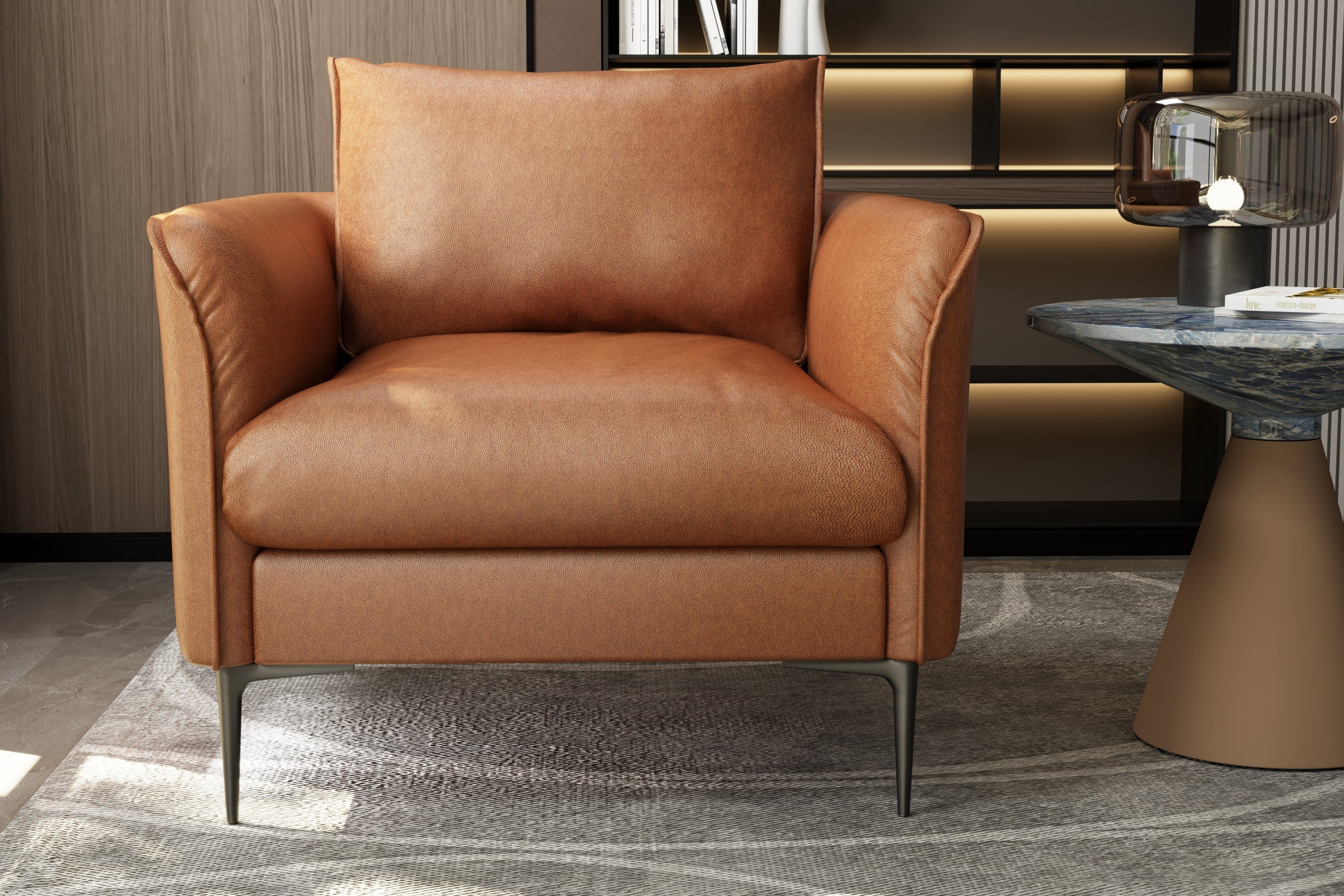 Valencia Jasper Leather Accent Chair, Cognac