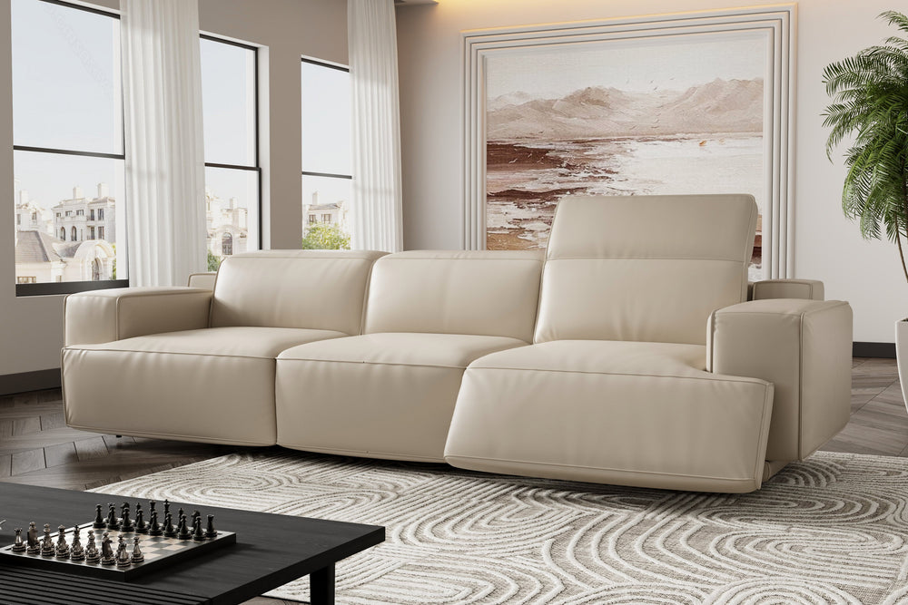 Valencia Valentina Leather Three Seats Recliner Sofa, Beige