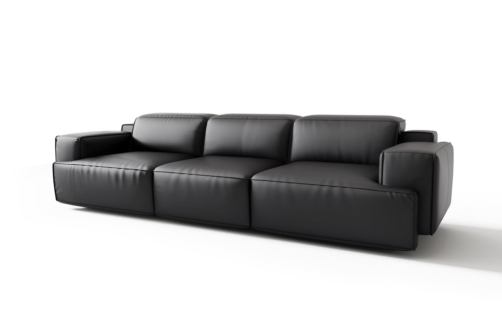 Valencia Valentina Leather Three Seats Recliner Sofa, Black