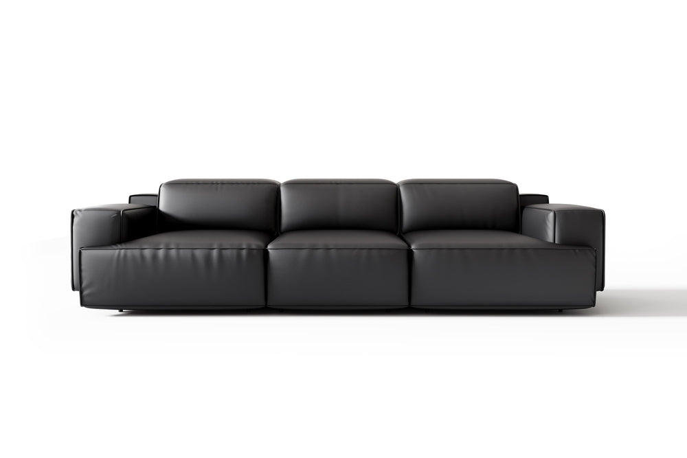 Valencia Valentina Leather Three Seats Recliner Sofa, Black