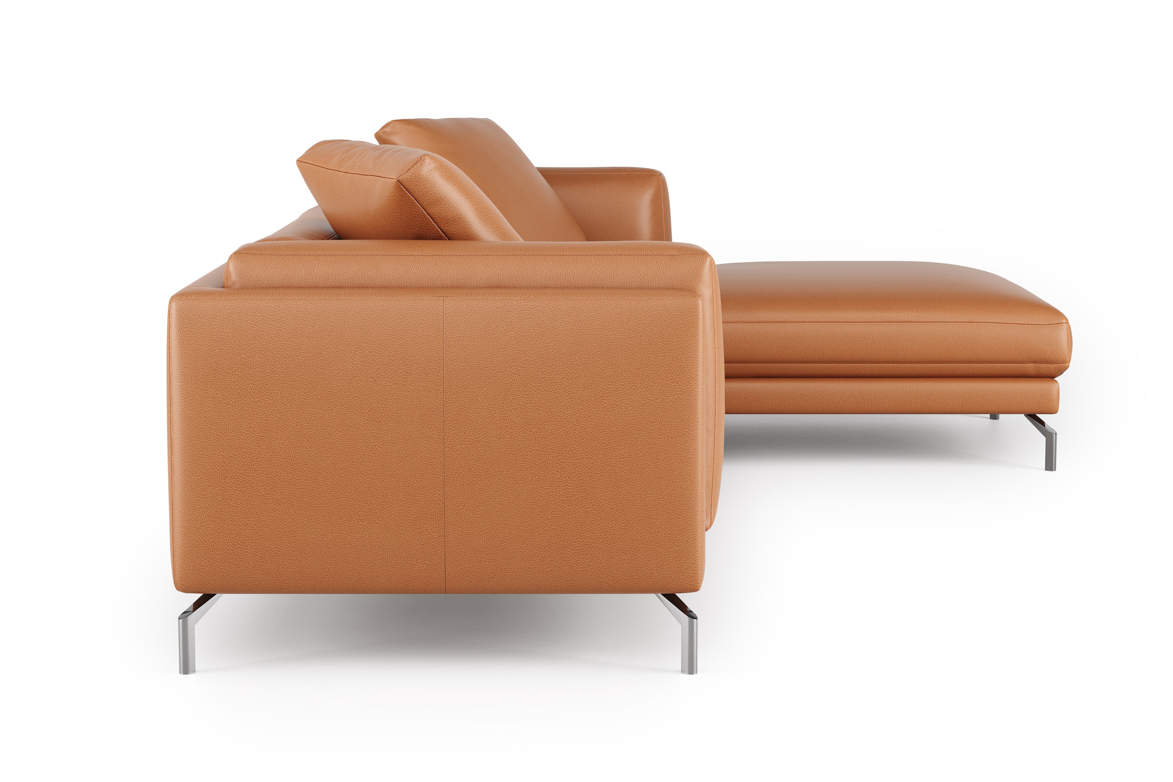 Valencia Zadar Leather Sofa with Right Chaise, Cognac