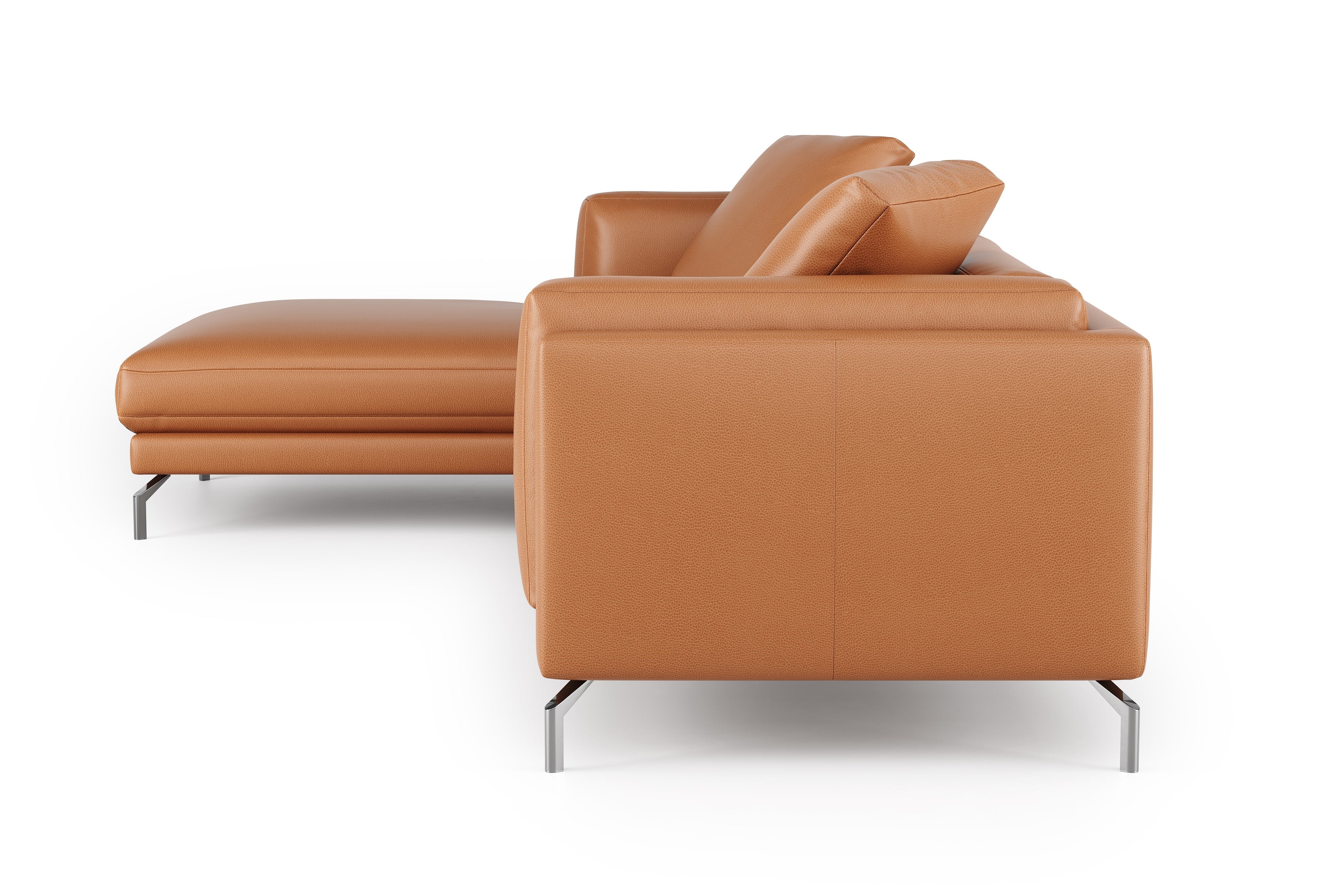 Valencia Zadar Leather Sofa with Left Chaise, Cognac