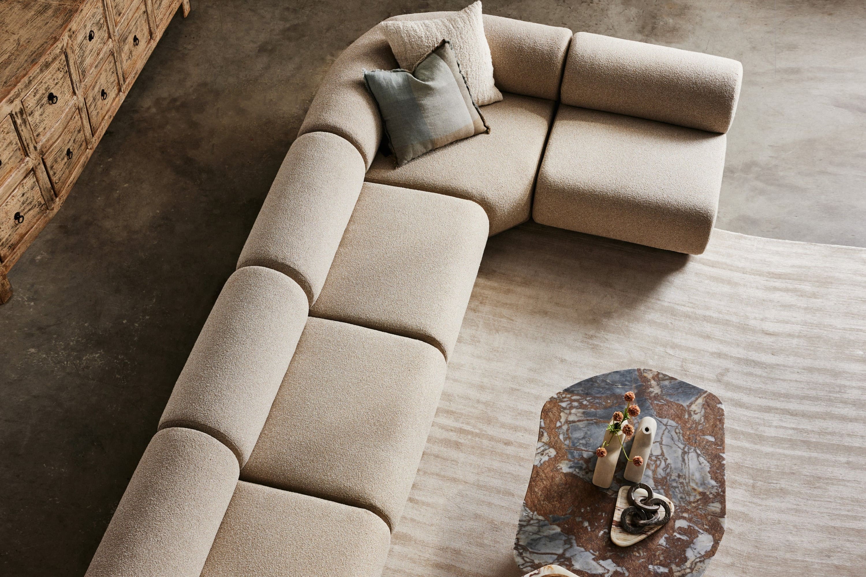 Christina Boucle Fabric Left Arm Sofa Module