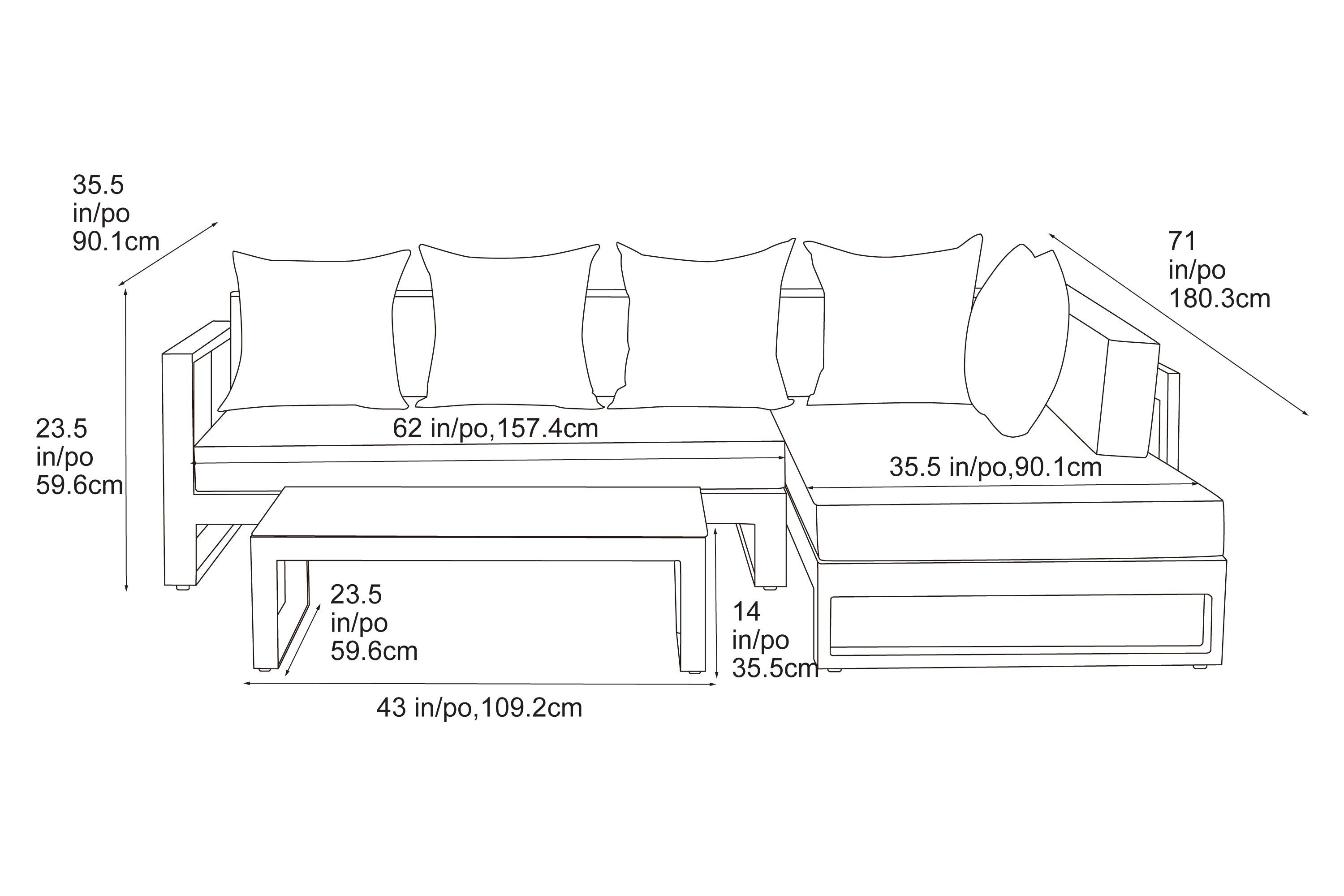 Mira 3-Piece Outdoor Sectional Set