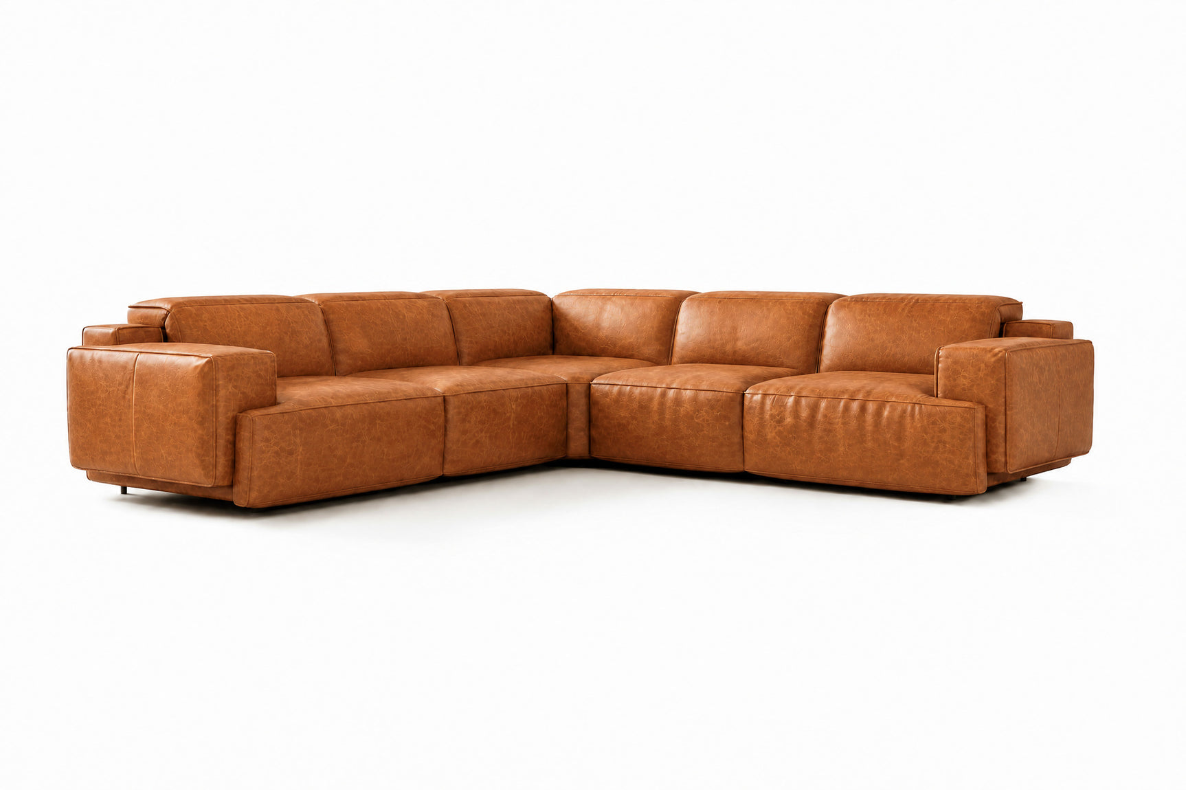 Valencia Valentina Distressed Leather Corner Recliner Sectional Sofa
