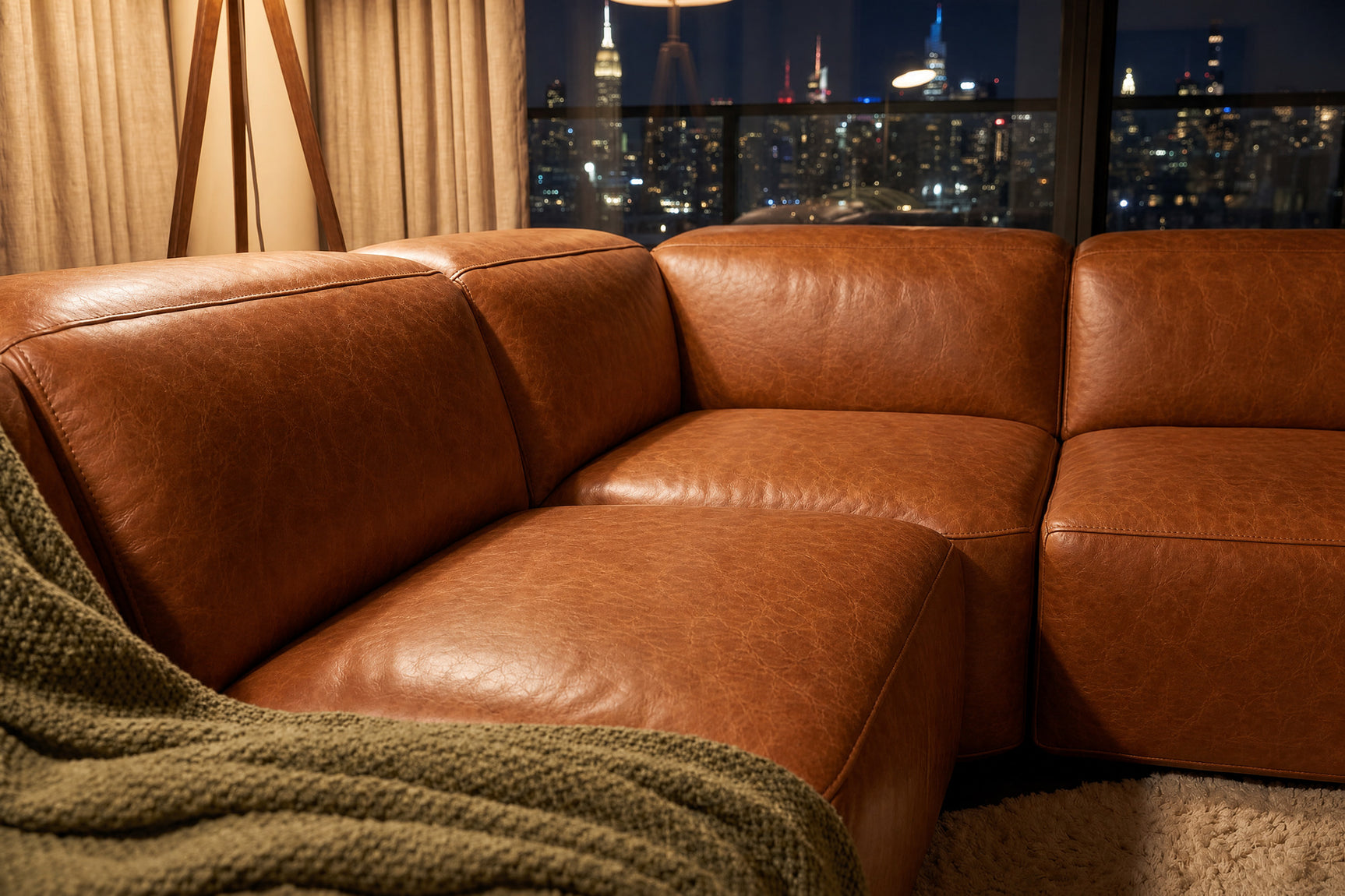 Valencia Valentina Distressed Leather Corner Recliner Sectional Sofa