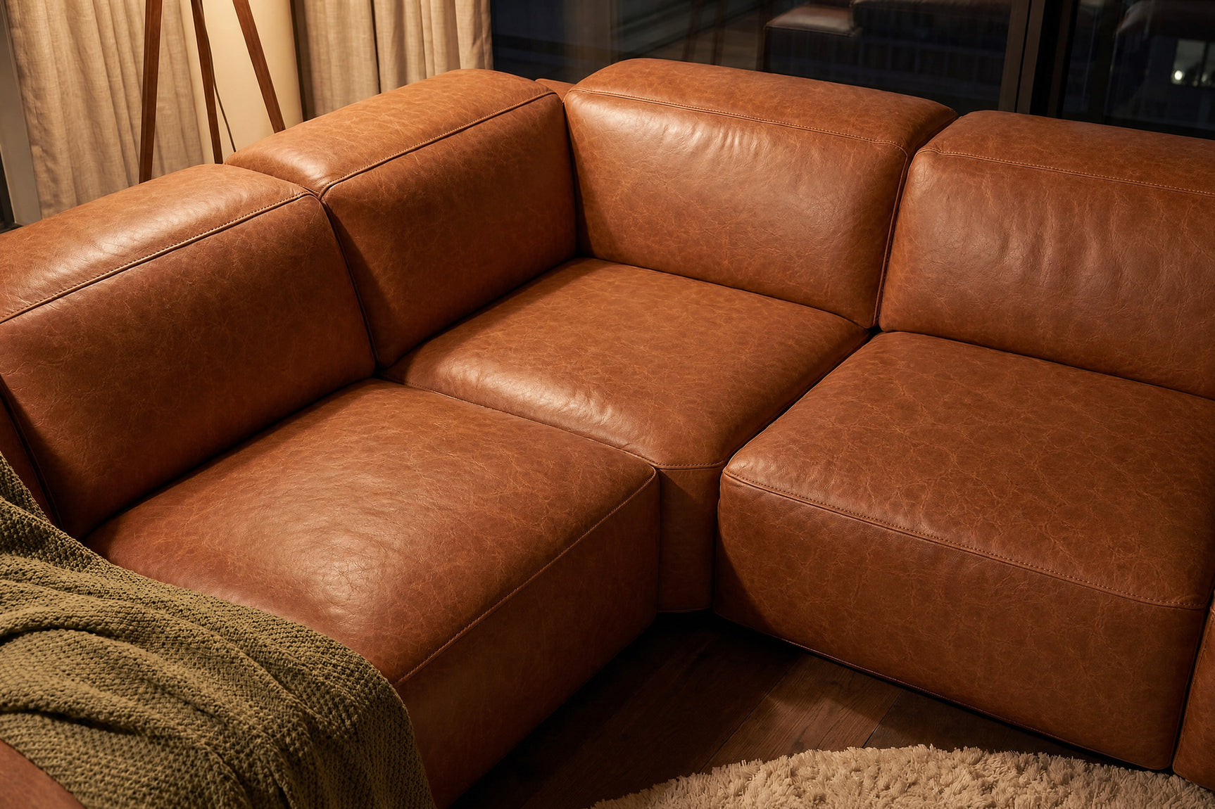 Valencia Valentina Distressed Leather Corner Recliner Sectional Sofa