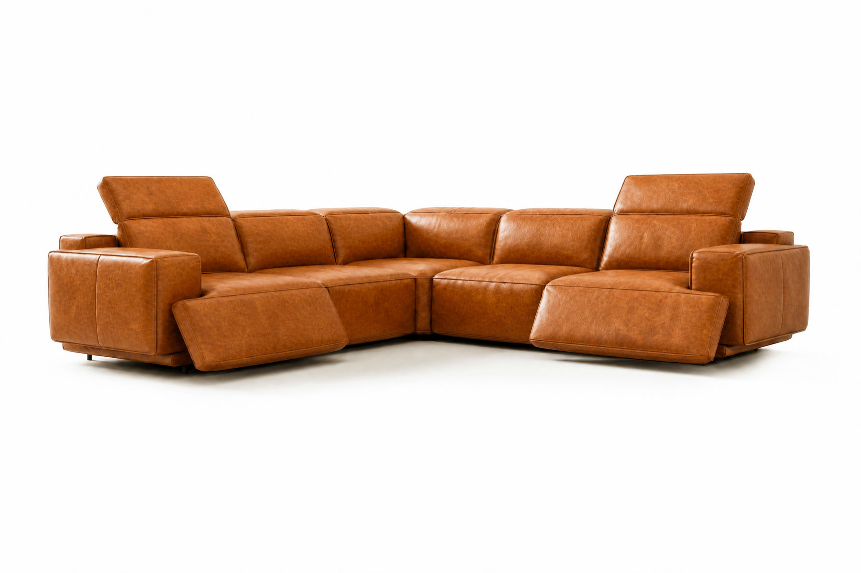 Valencia Valentina Distressed Leather Corner Recliner Sectional Sofa