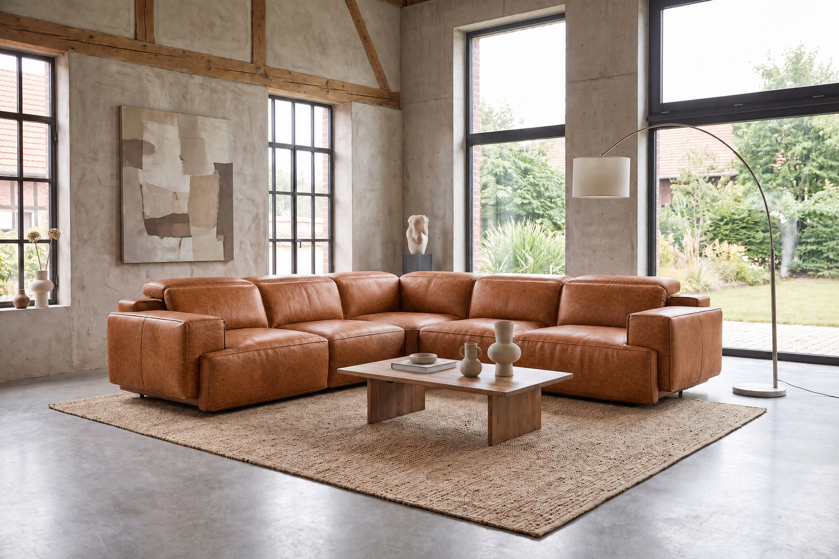 Valencia Valentina Distressed Leather Corner Recliner Sectional Sofa